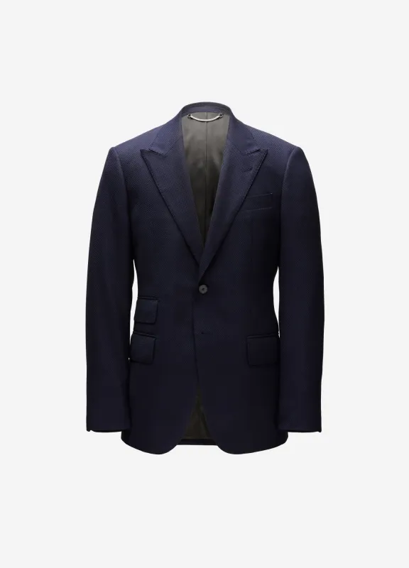 Wool Cashmere Textured Blazer Navy sold by Calibre