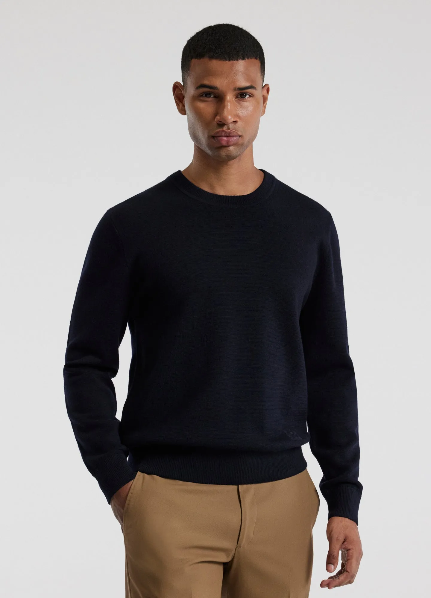 Crew Neck Merino Sweater Navy sold by Calibre
