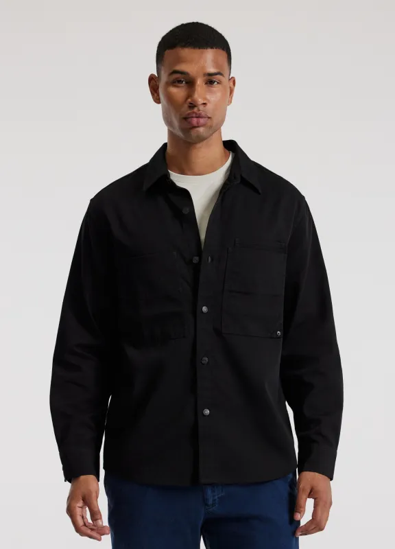 Patched Pocket Overshirt Black sold by Calibre