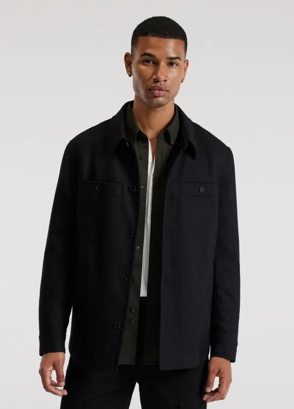 Melton Shirt Jacket Black sold by Calibre
