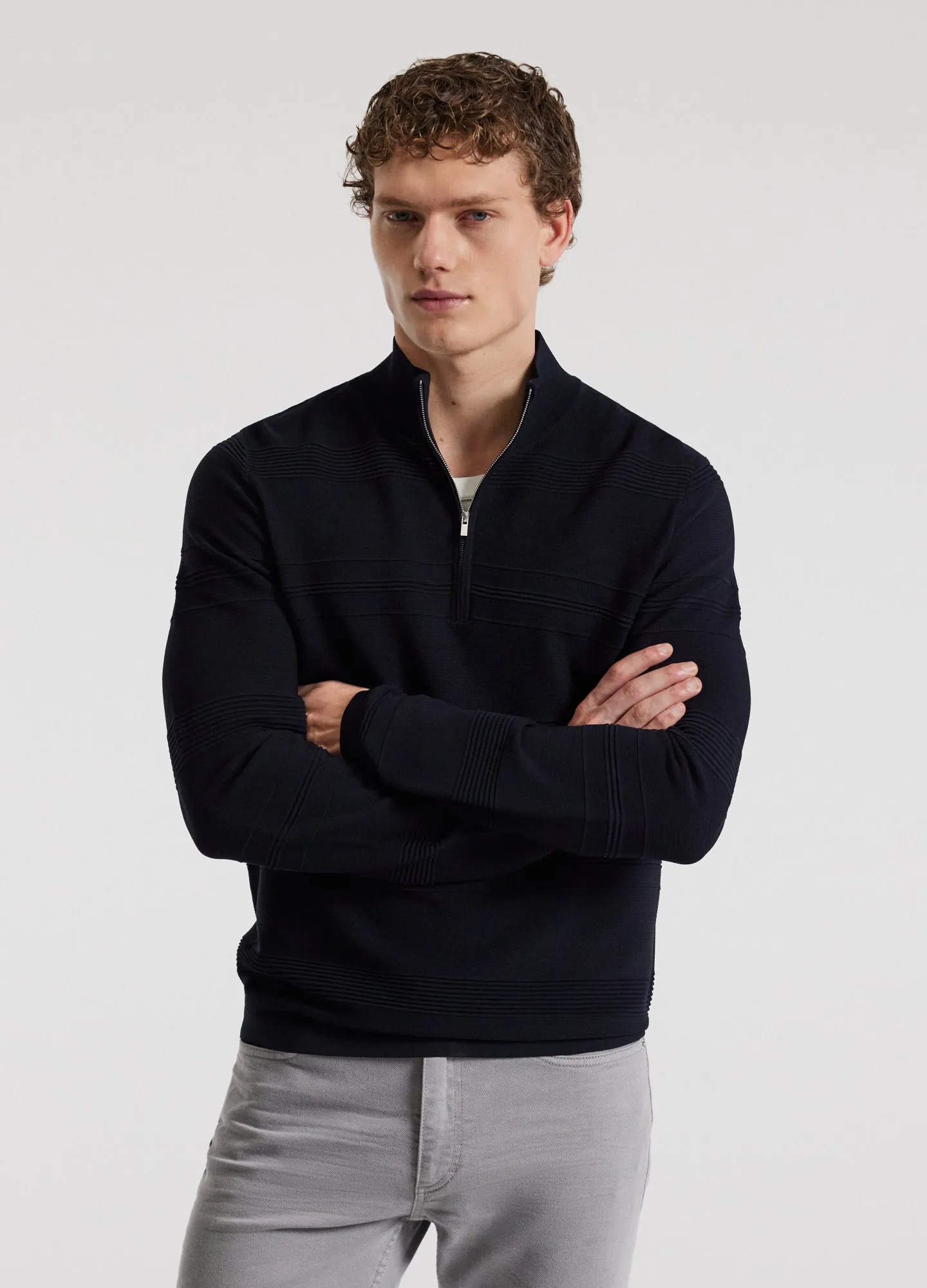 Quarter Zip Sweater Navy sold by Calibre