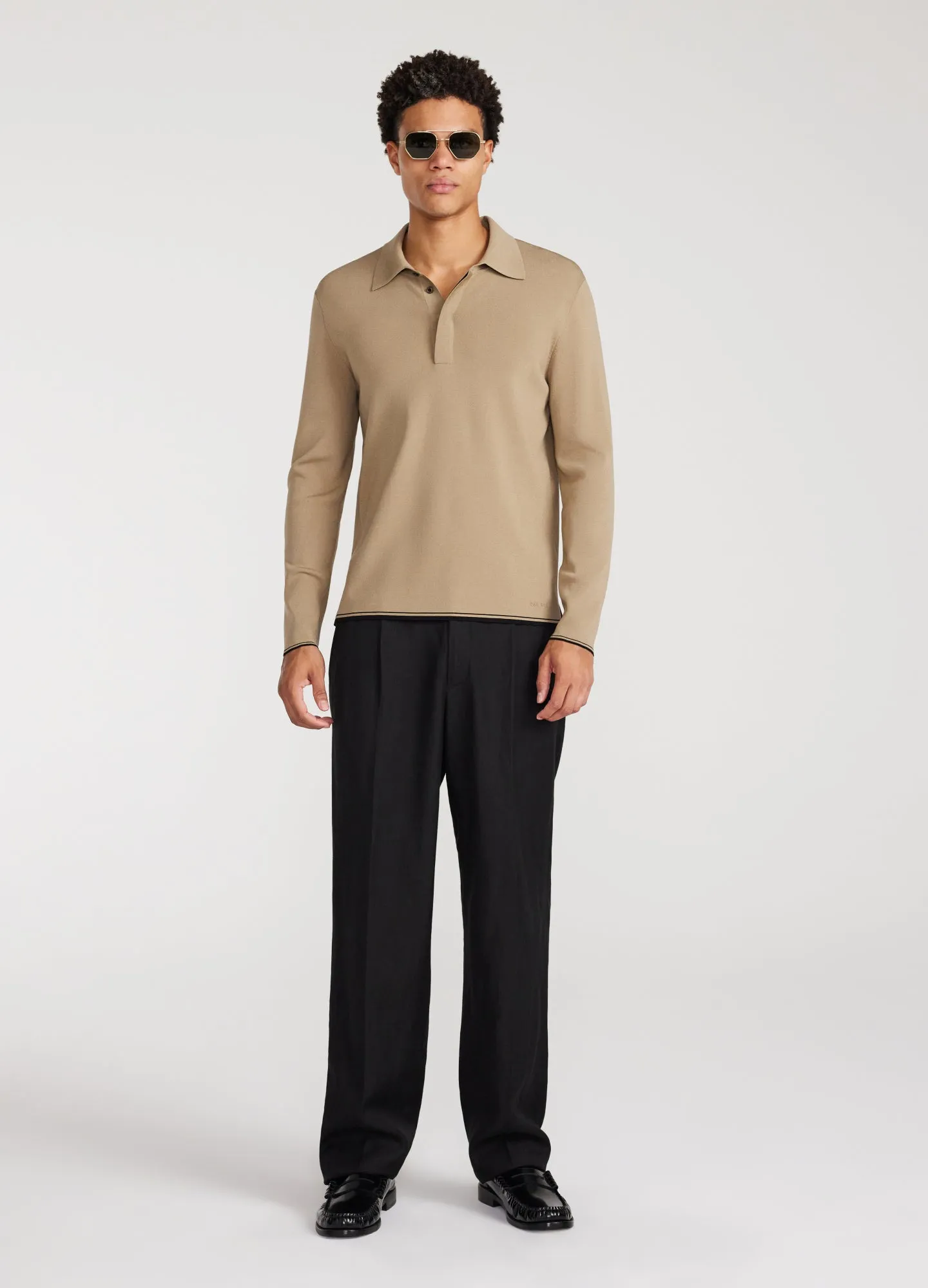 Tipped Edge Long Sleeve Polo Sand sold by Calibre product image thumbnail 2