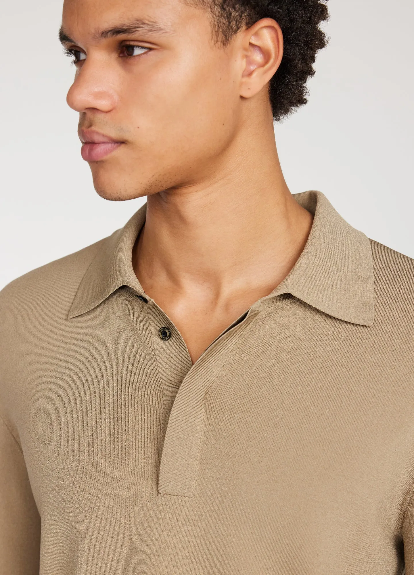 Tipped Edge Long Sleeve Polo Sand sold by Calibre product image thumbnail 4