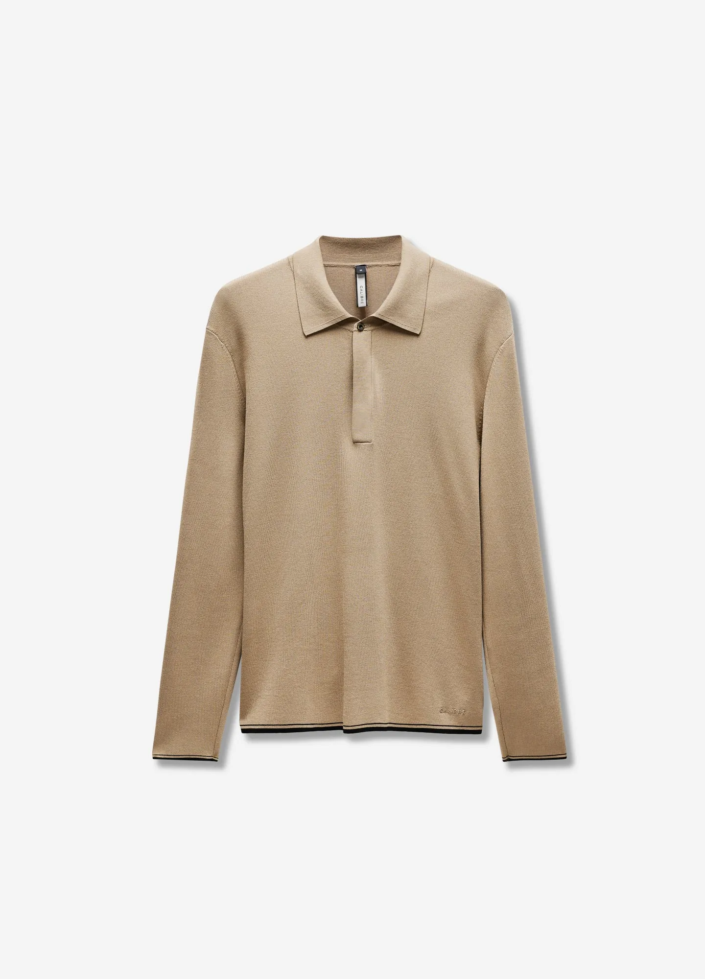 Tipped Edge Long Sleeve Polo Sand sold by Calibre