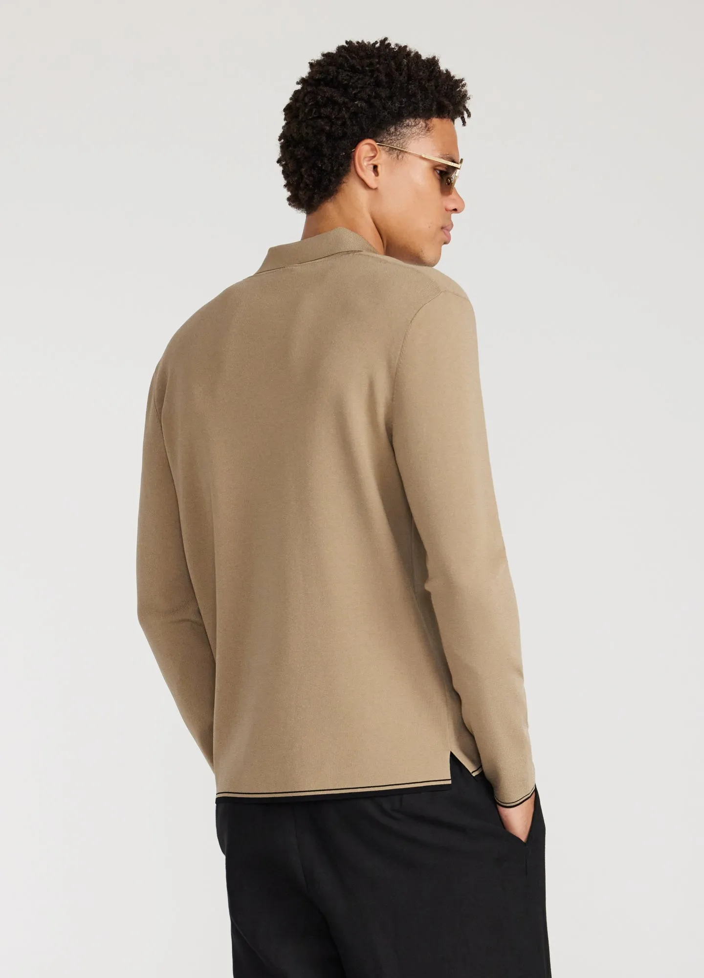 Tipped Edge Long Sleeve Polo Sand sold by Calibre product image thumbnail 5