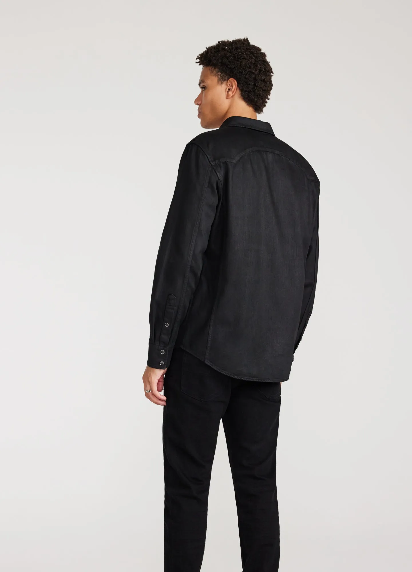 Coated Denim Western Shirt Black sold by Calibre product image thumbnail 5