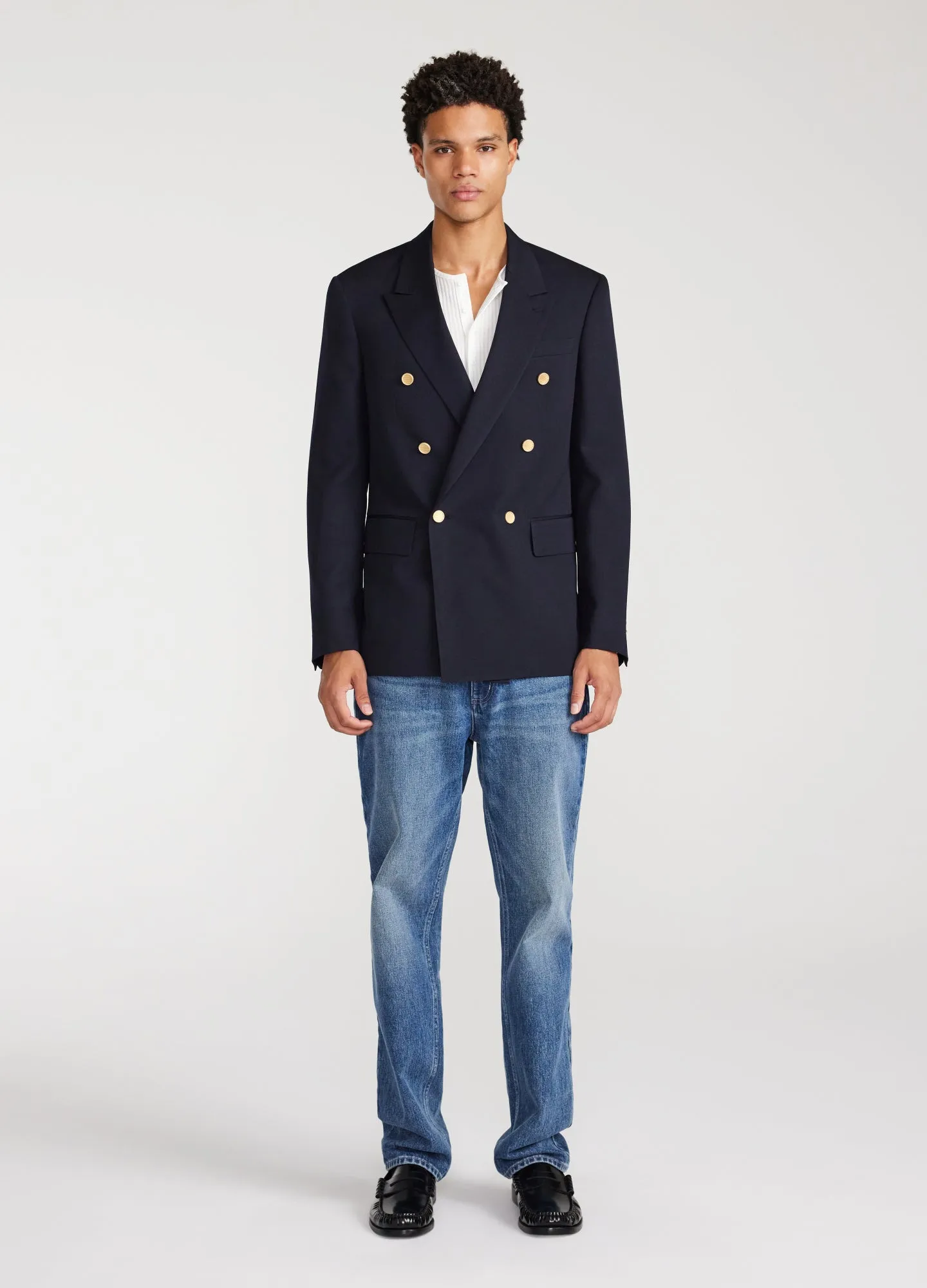 Wool Double Breasted Blazer Navy Dark sold by Calibre product image thumbnail 3