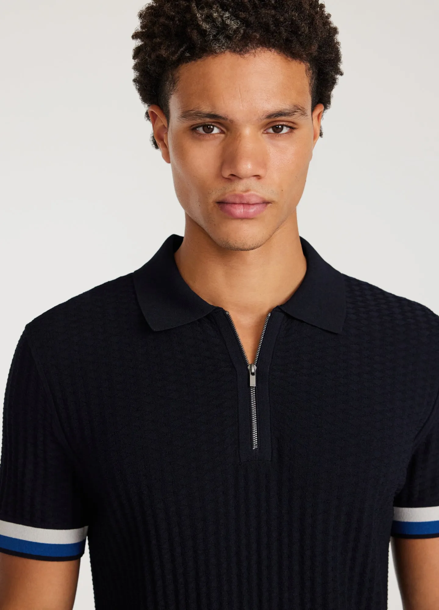 Double Stripe Polo Navy sold by Calibre product image thumbnail 4