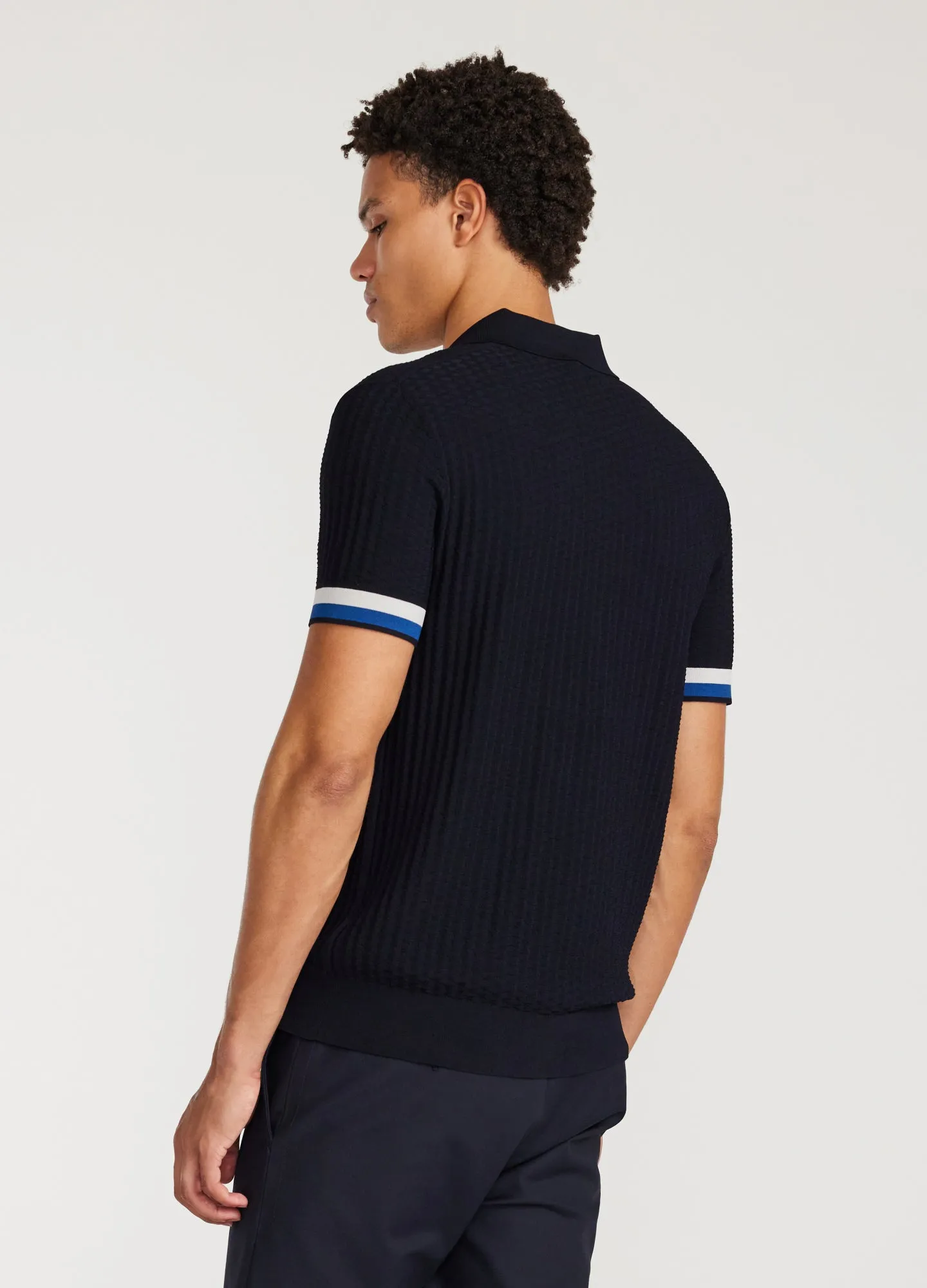 Double Stripe Polo Navy sold by Calibre product image thumbnail 5