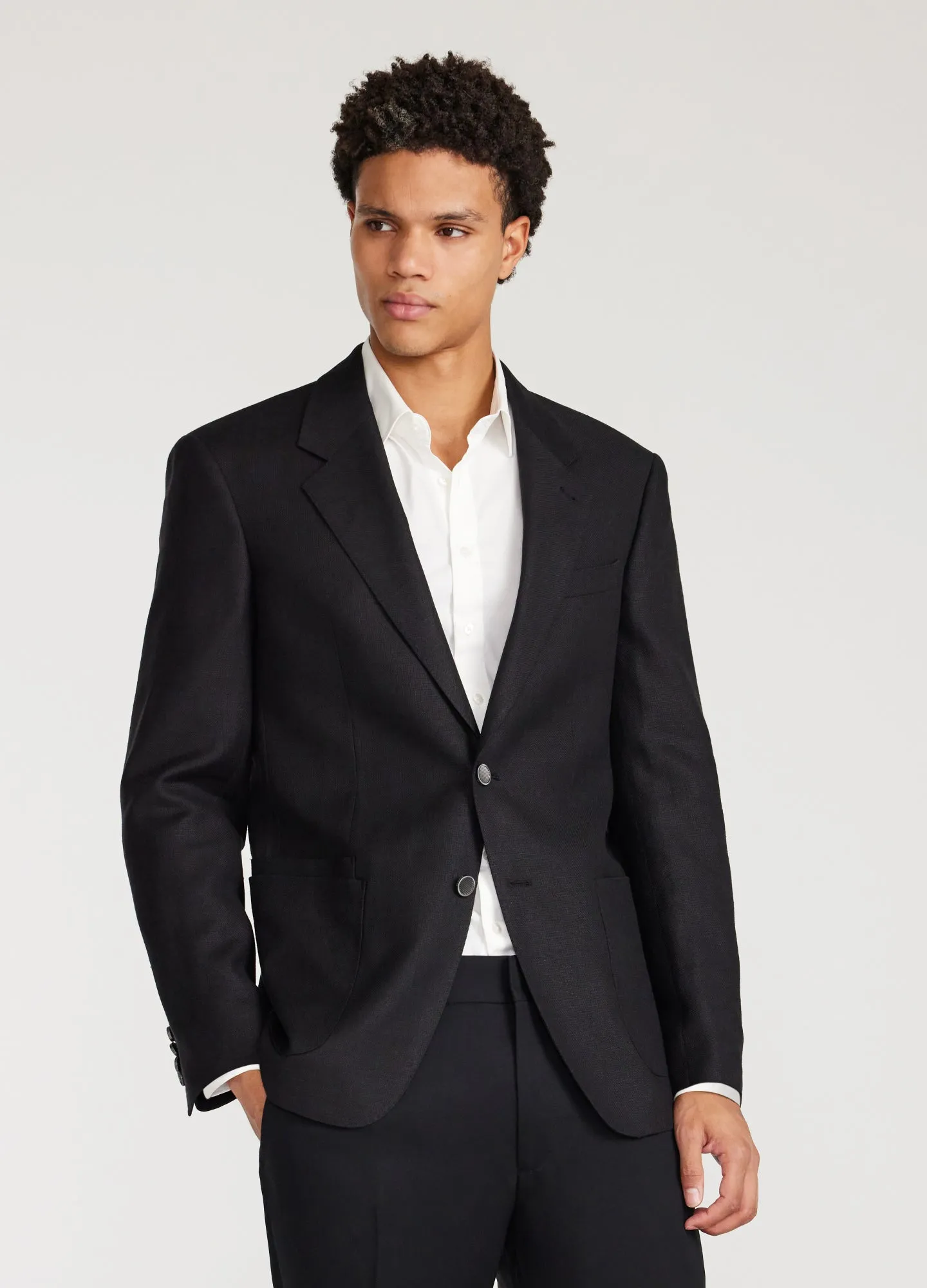 Linen Wool Hopsack Blazer Black sold by Calibre product image thumbnail 3