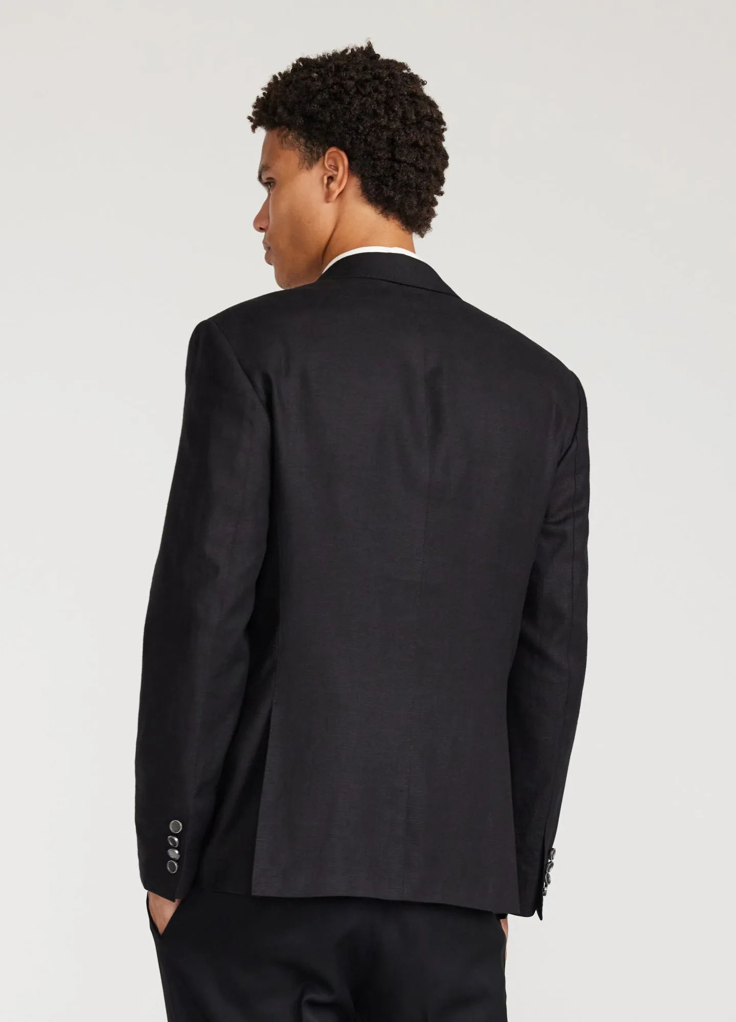 Linen Wool Hopsack Blazer Black sold by Calibre product image thumbnail 5