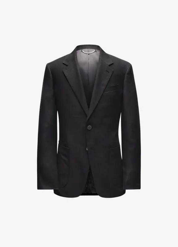 Linen Wool Hopsack Blazer Black sold by Calibre