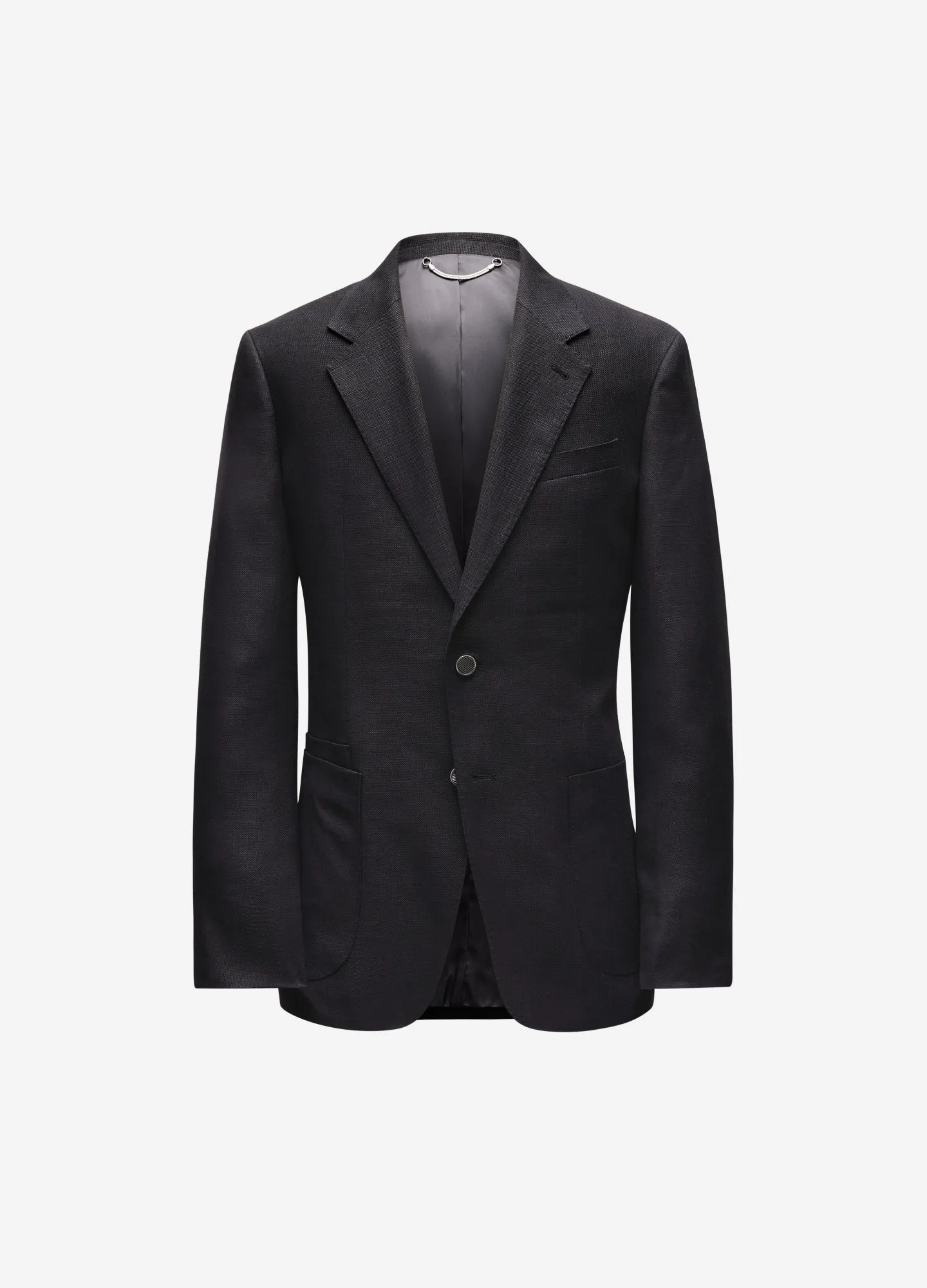 Linen Wool Hopsack Blazer Black sold by Calibre