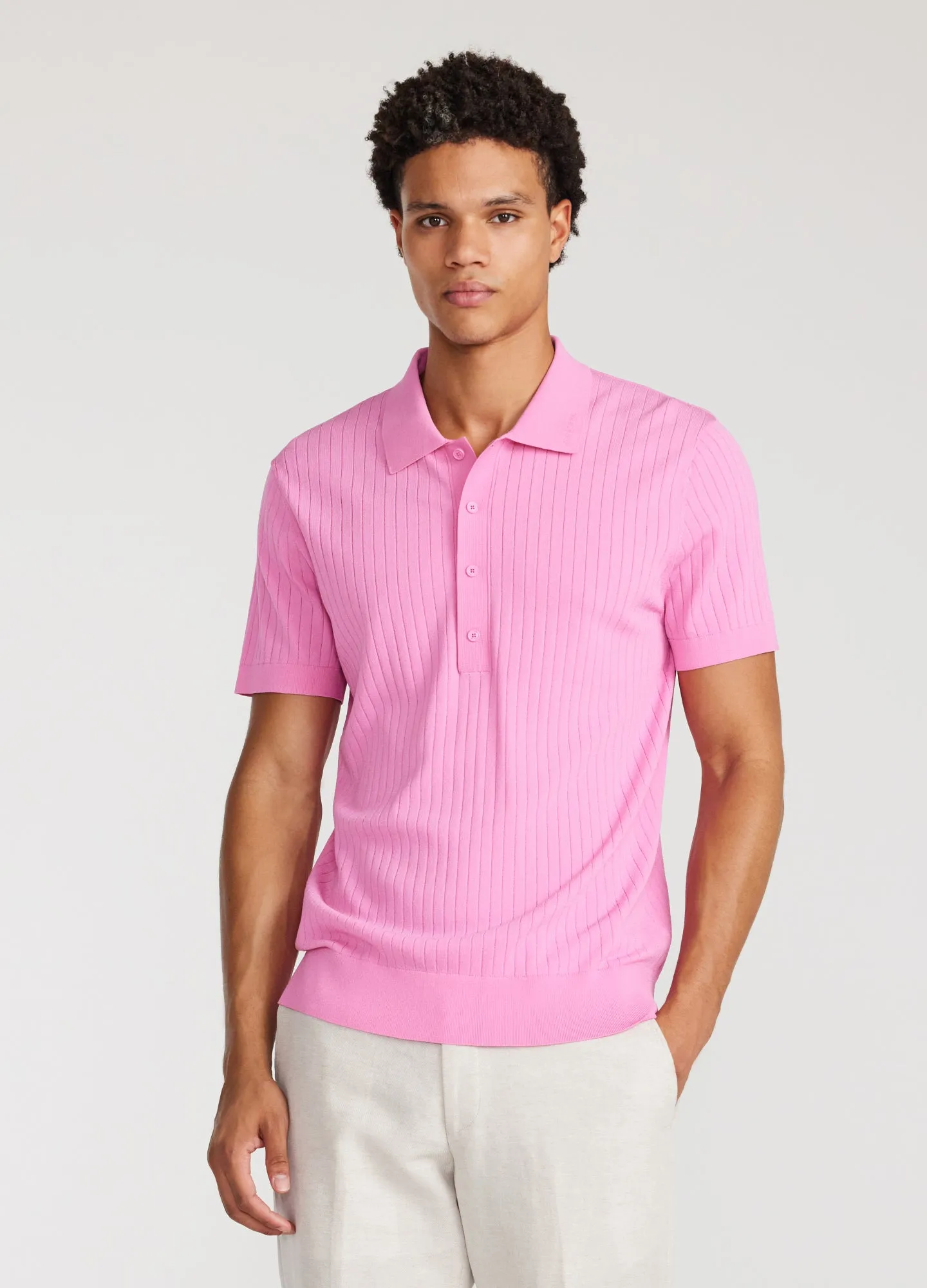 Sheer Stripe Polo Ultra Pink sold by Calibre product image thumbnail 3