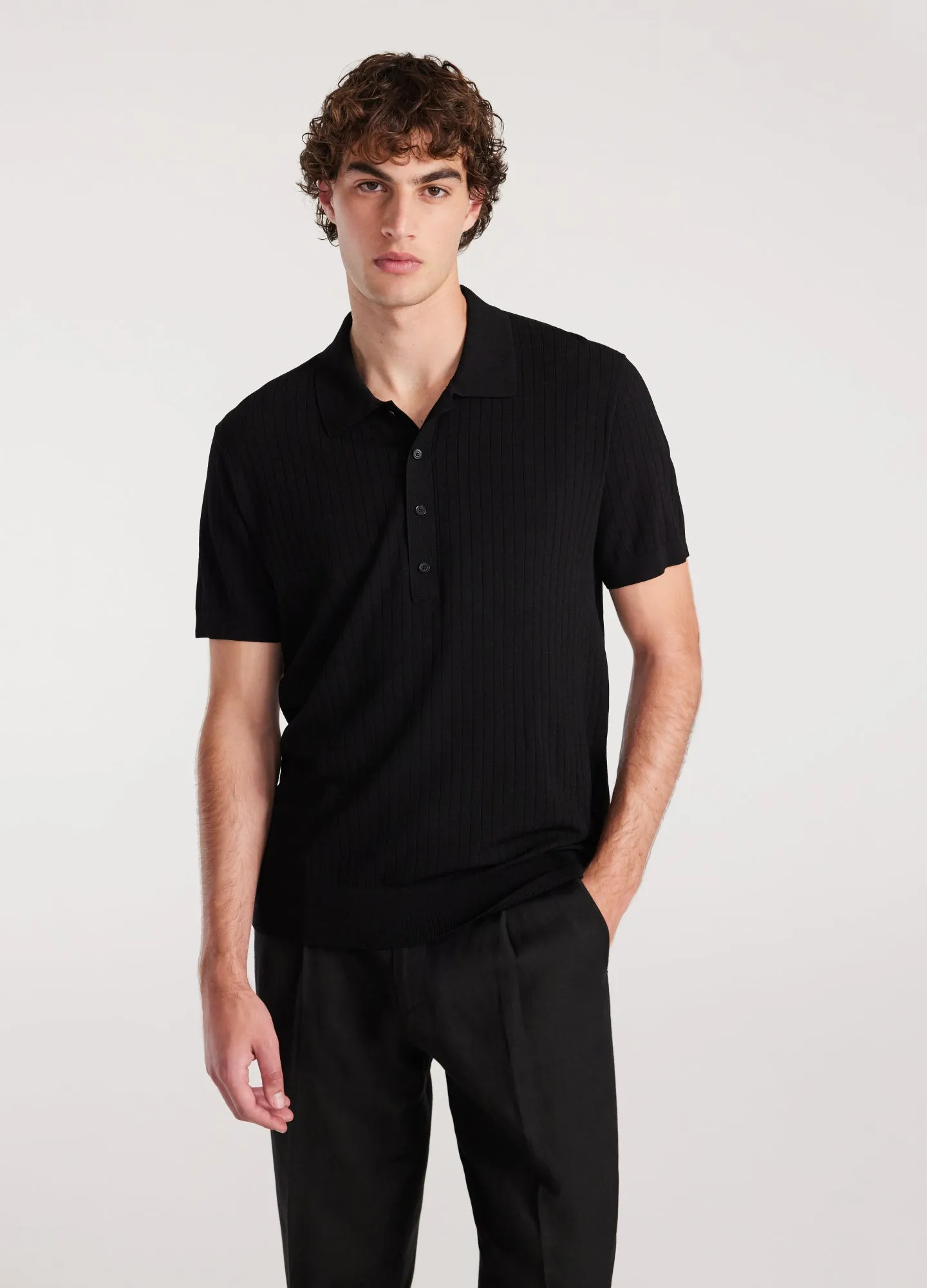 Sheer Stripe Polo Black sold by Calibre product image thumbnail 3