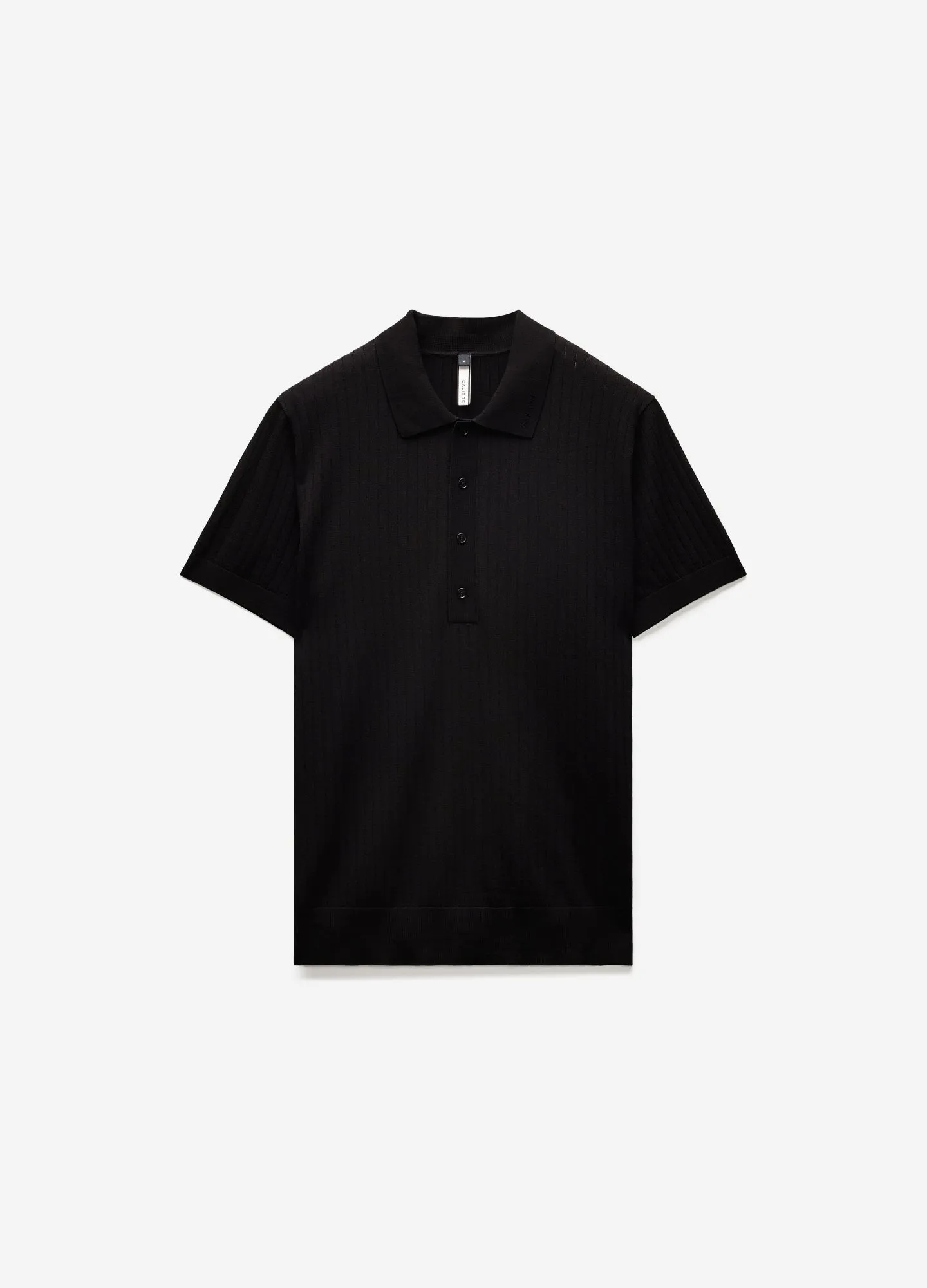 Sheer Stripe Polo Black sold by Calibre