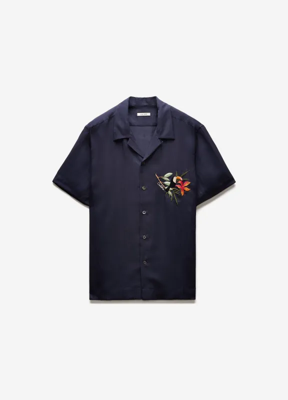 Toucan Embroidery Short Sleeve Shirt Navy sold by Calibre