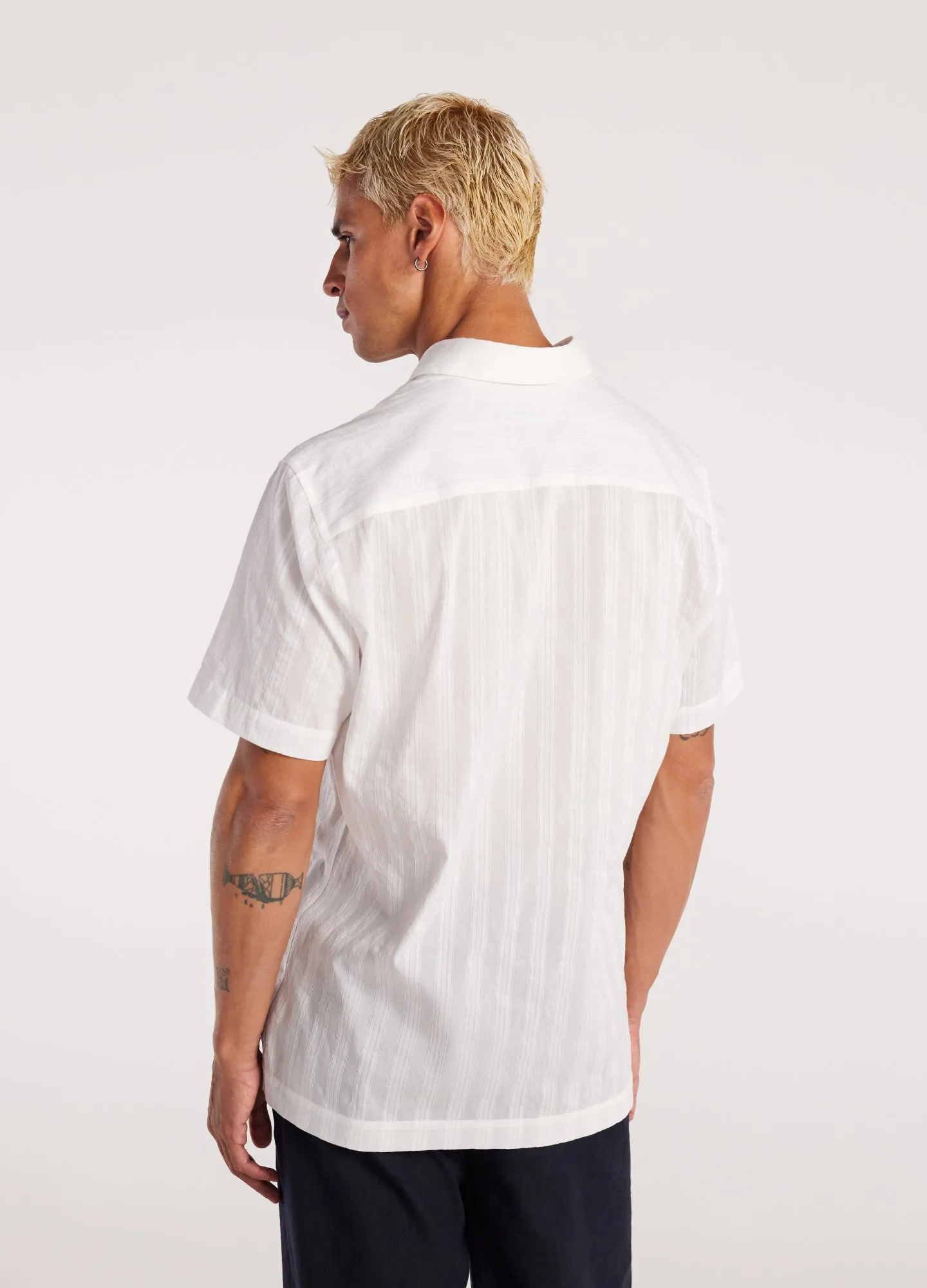 Sheer Striped Short Sleeve Shirt White sold by Calibre product image thumbnail 5