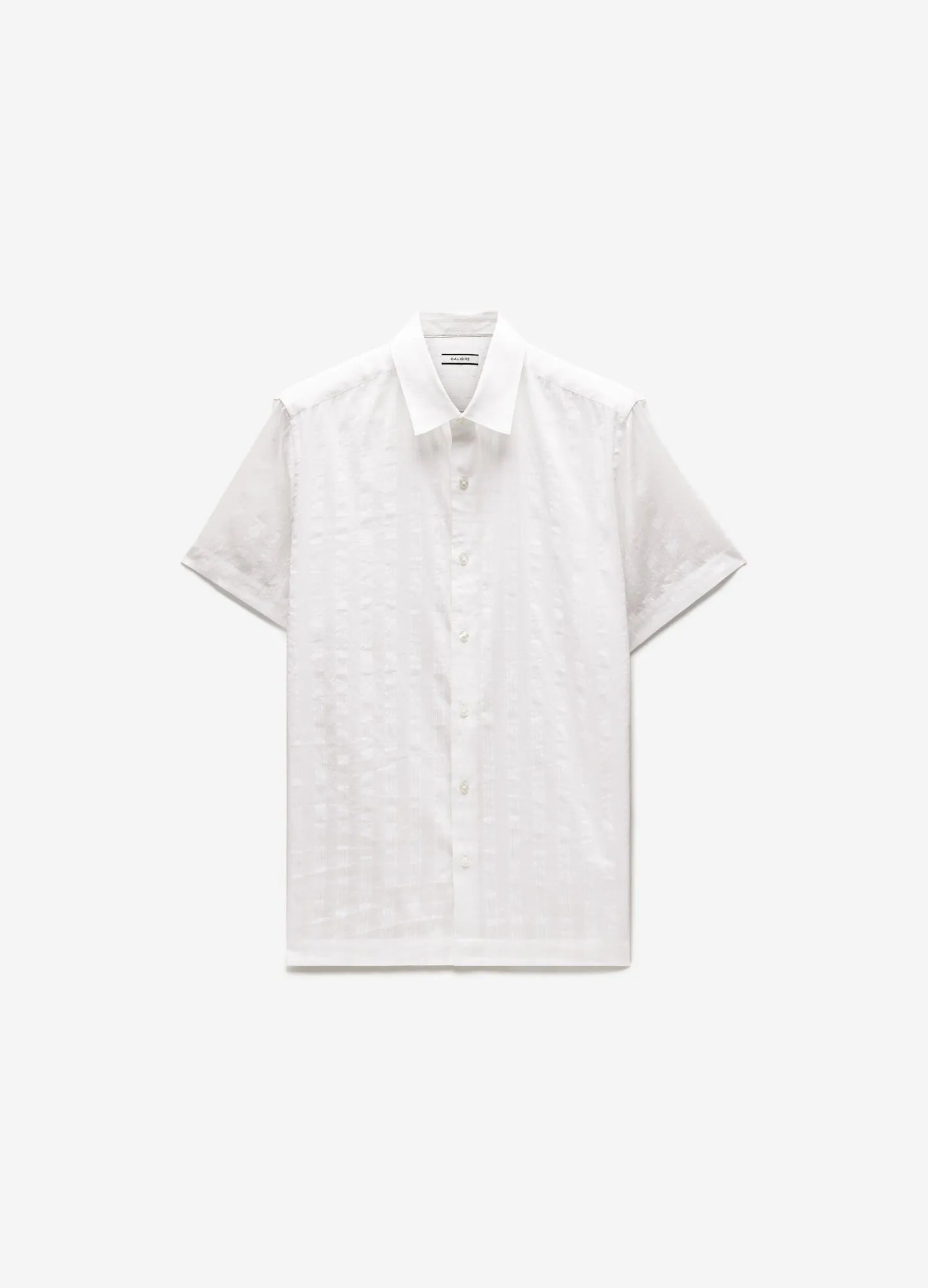 Sheer Striped Short Sleeve Shirt White sold by Calibre