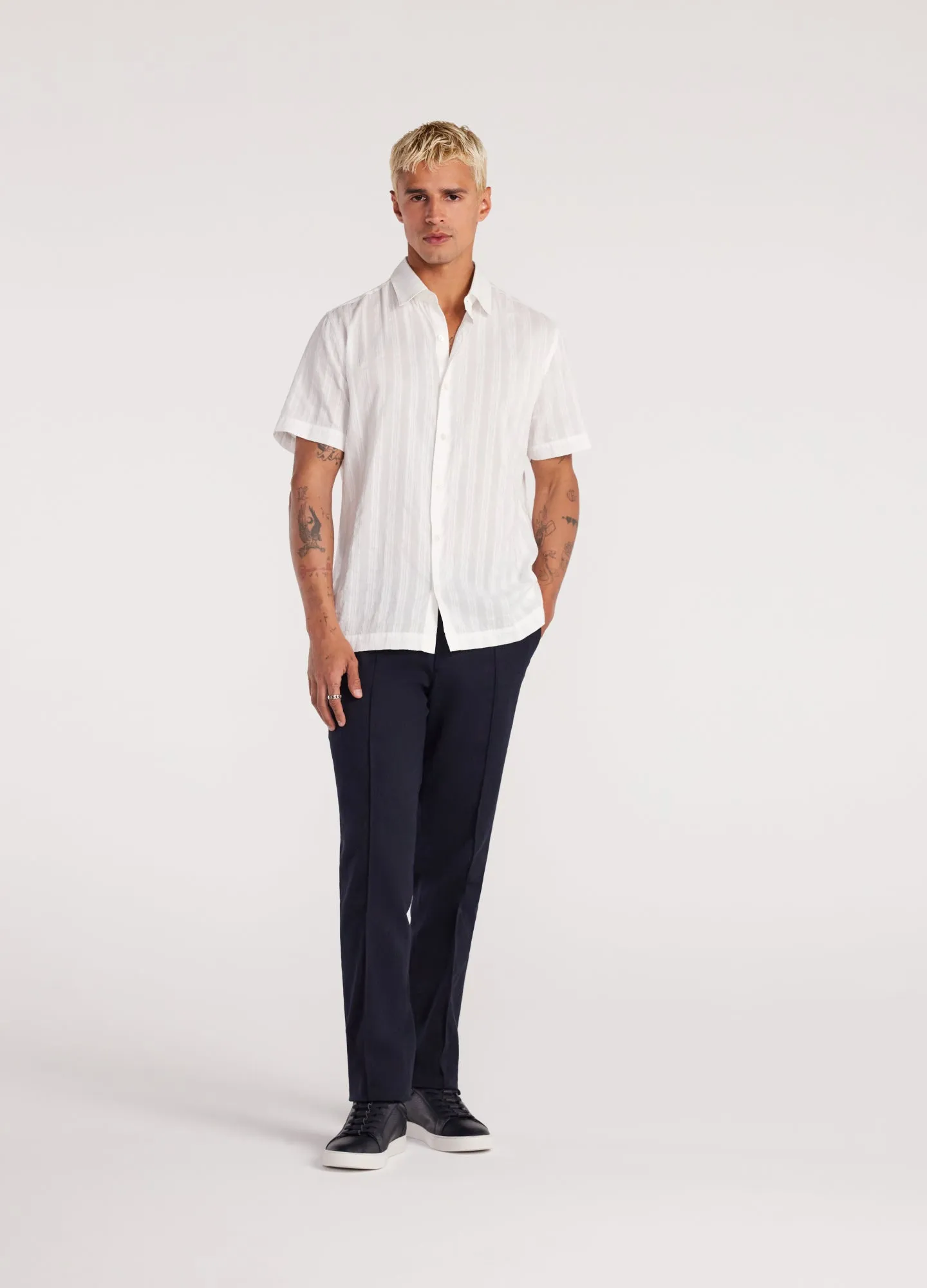 Sheer Striped Short Sleeve Shirt White sold by Calibre product image thumbnail 2
