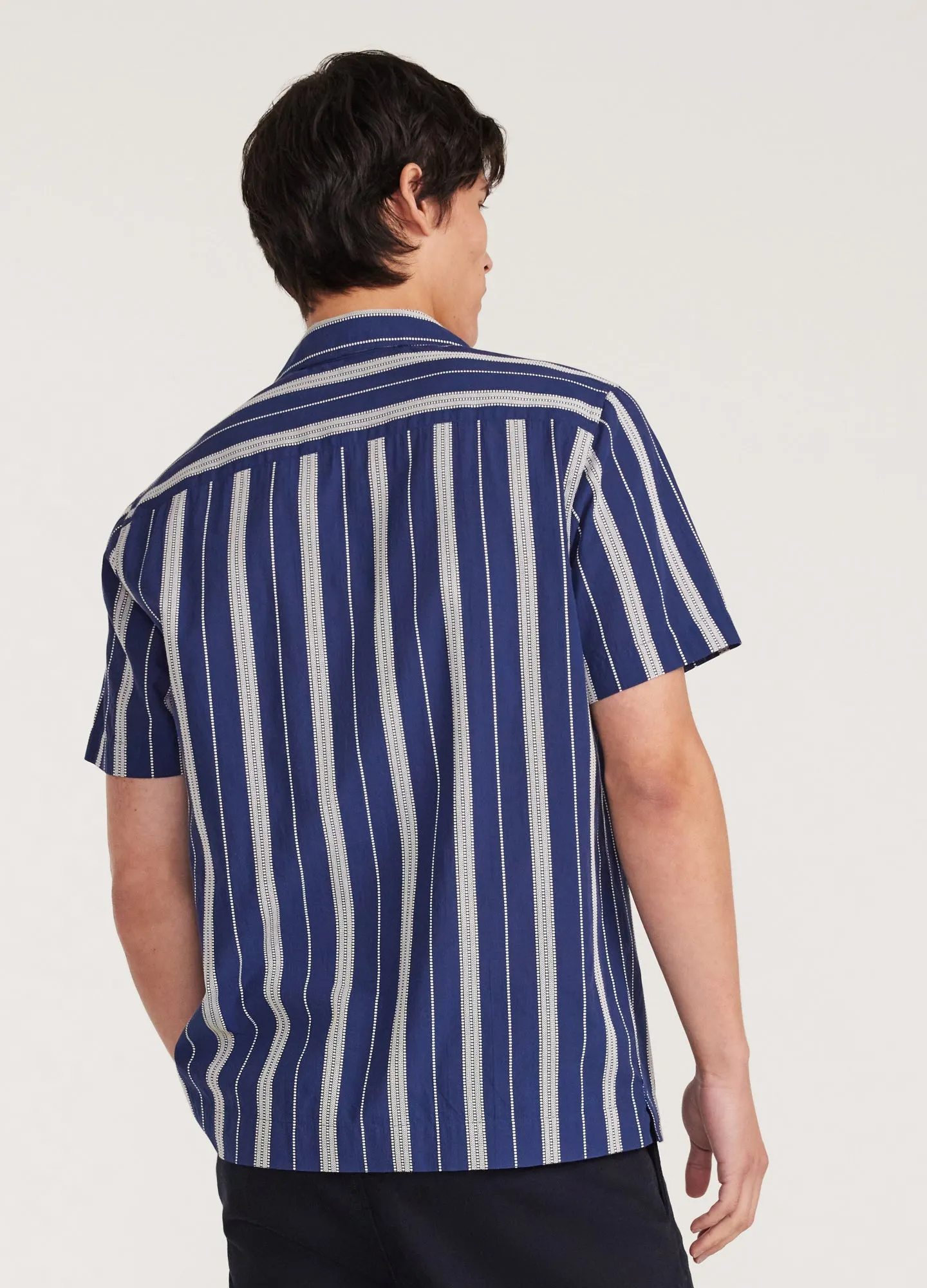 Embroidered Stripe Short Sleeve Shirt Navy sold by Calibre product image thumbnail 5