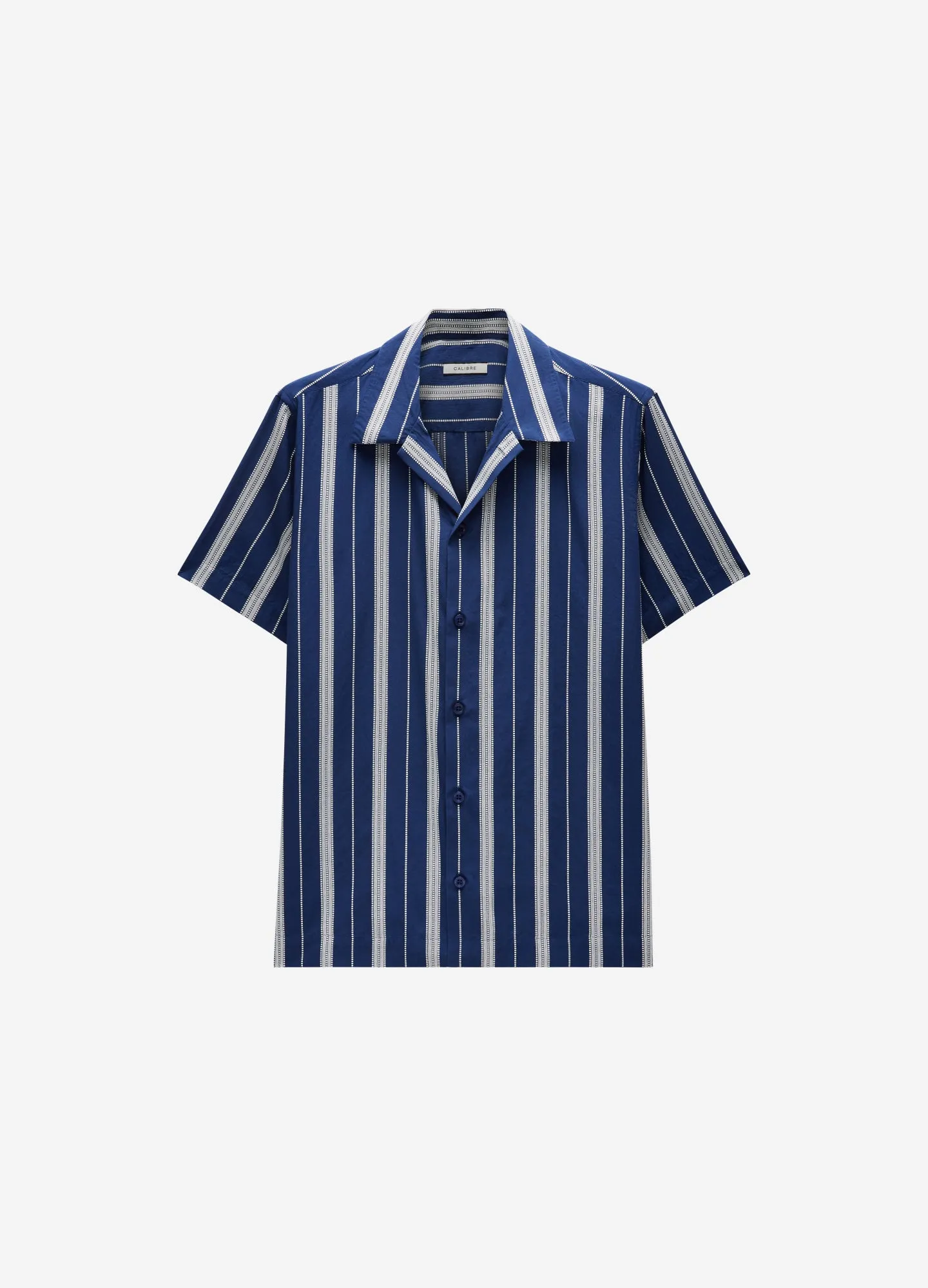 Embroidered Stripe Short Sleeve Shirt Navy sold by Calibre
