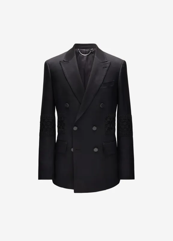 Lace Panel Double Breasted Jacket Black sold by Calibre