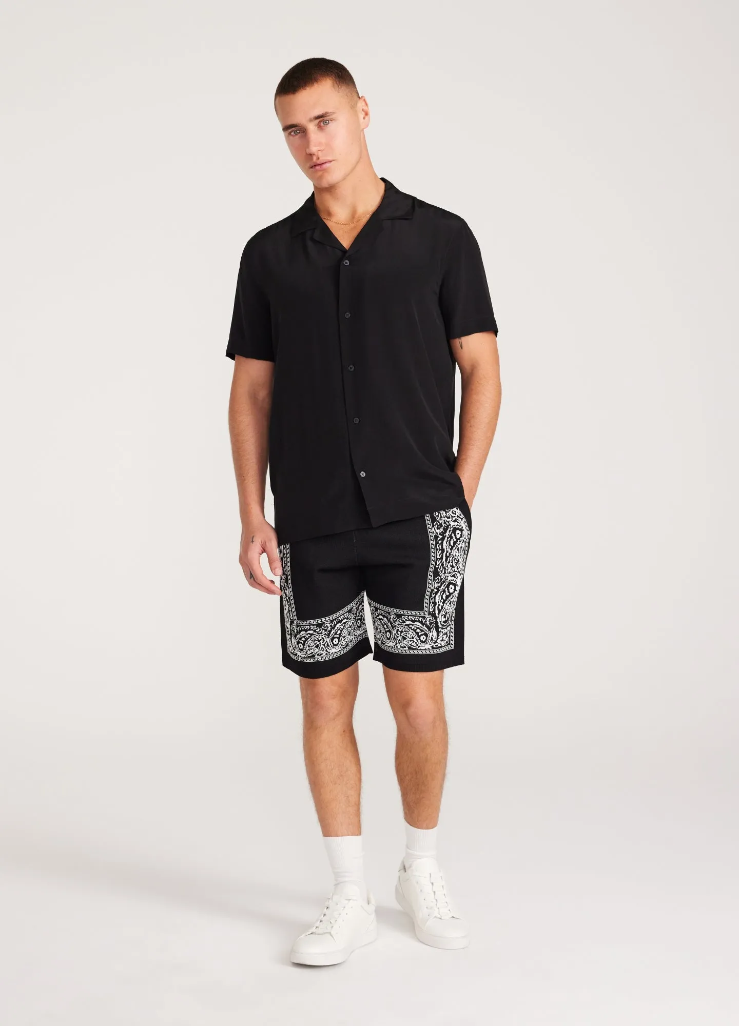 Camp Collar Silk Shirt Black sold by Calibre product image thumbnail 2