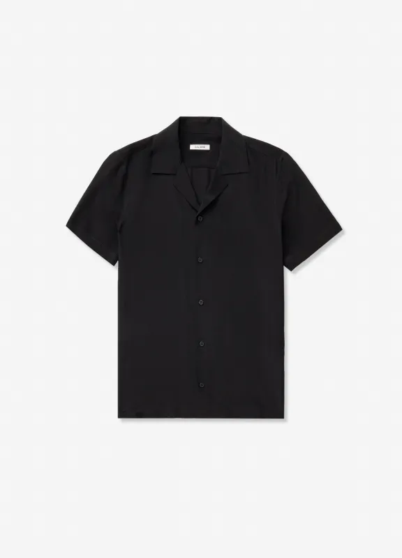 Camp Collar Silk Shirt Black sold by Calibre
