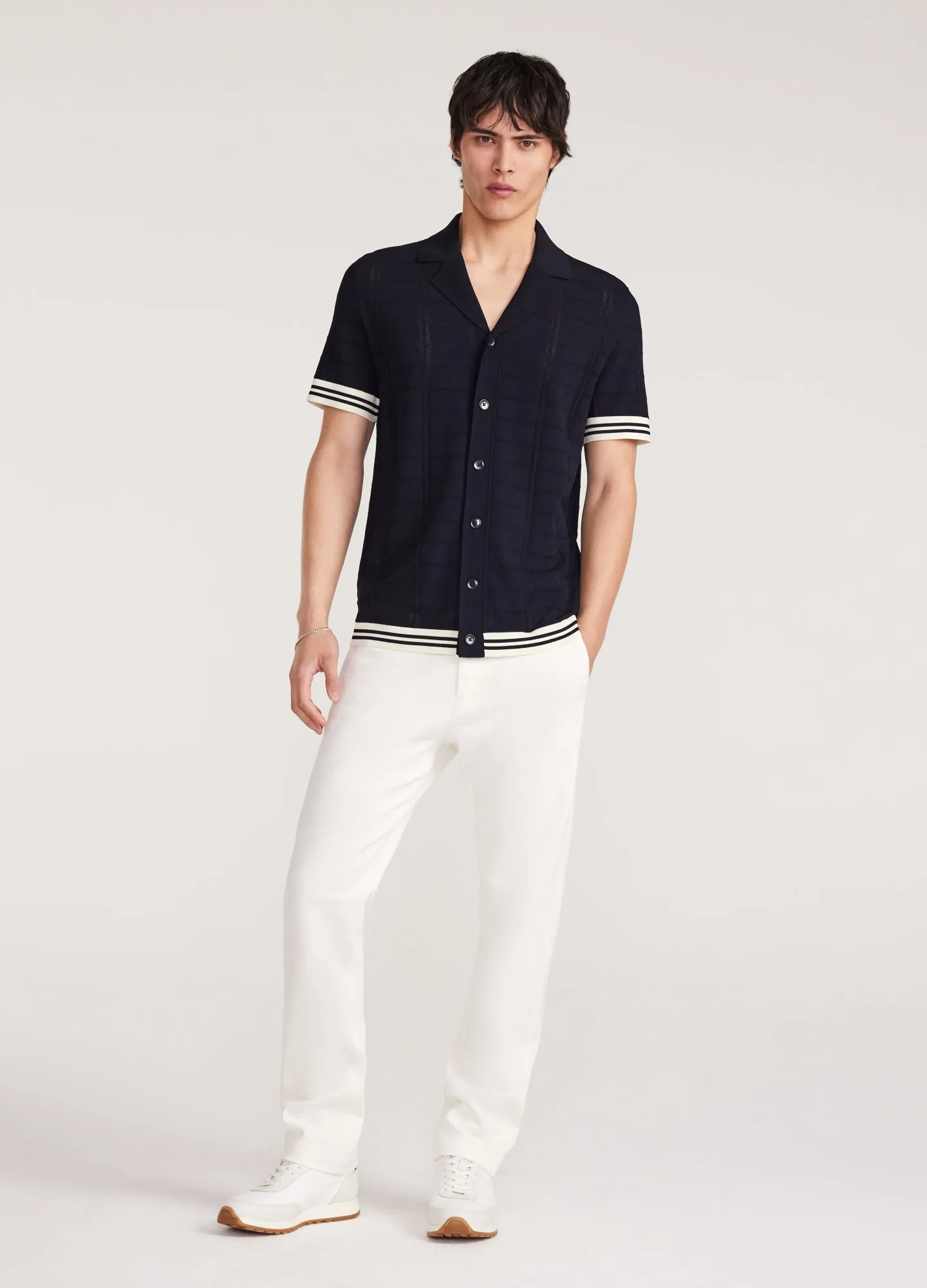 Patterned Mesh Tech Knit Shirt Navy sold by Calibre product image thumbnail 2