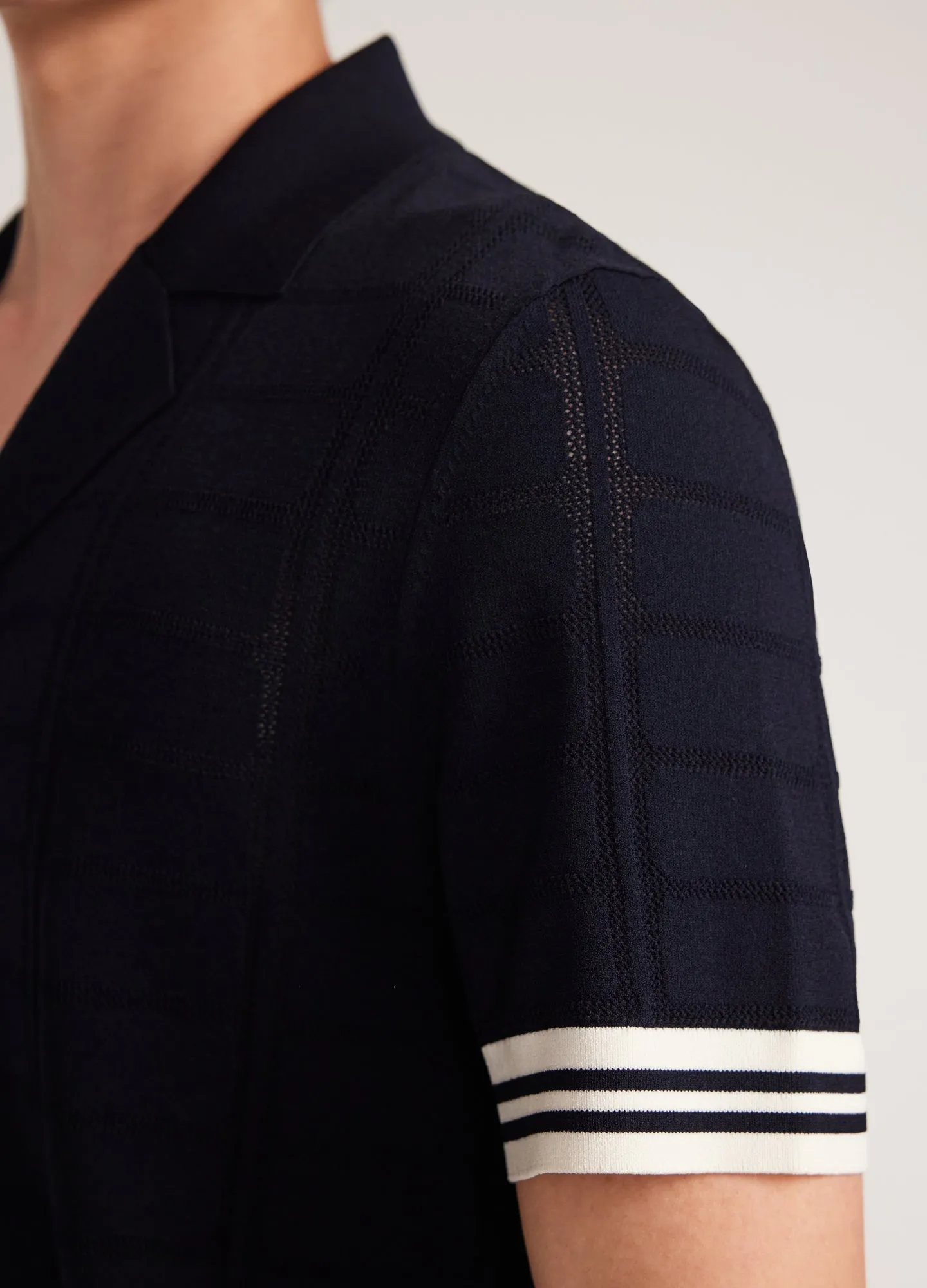 Patterned Mesh Tech Knit Shirt Navy sold by Calibre product image thumbnail 4