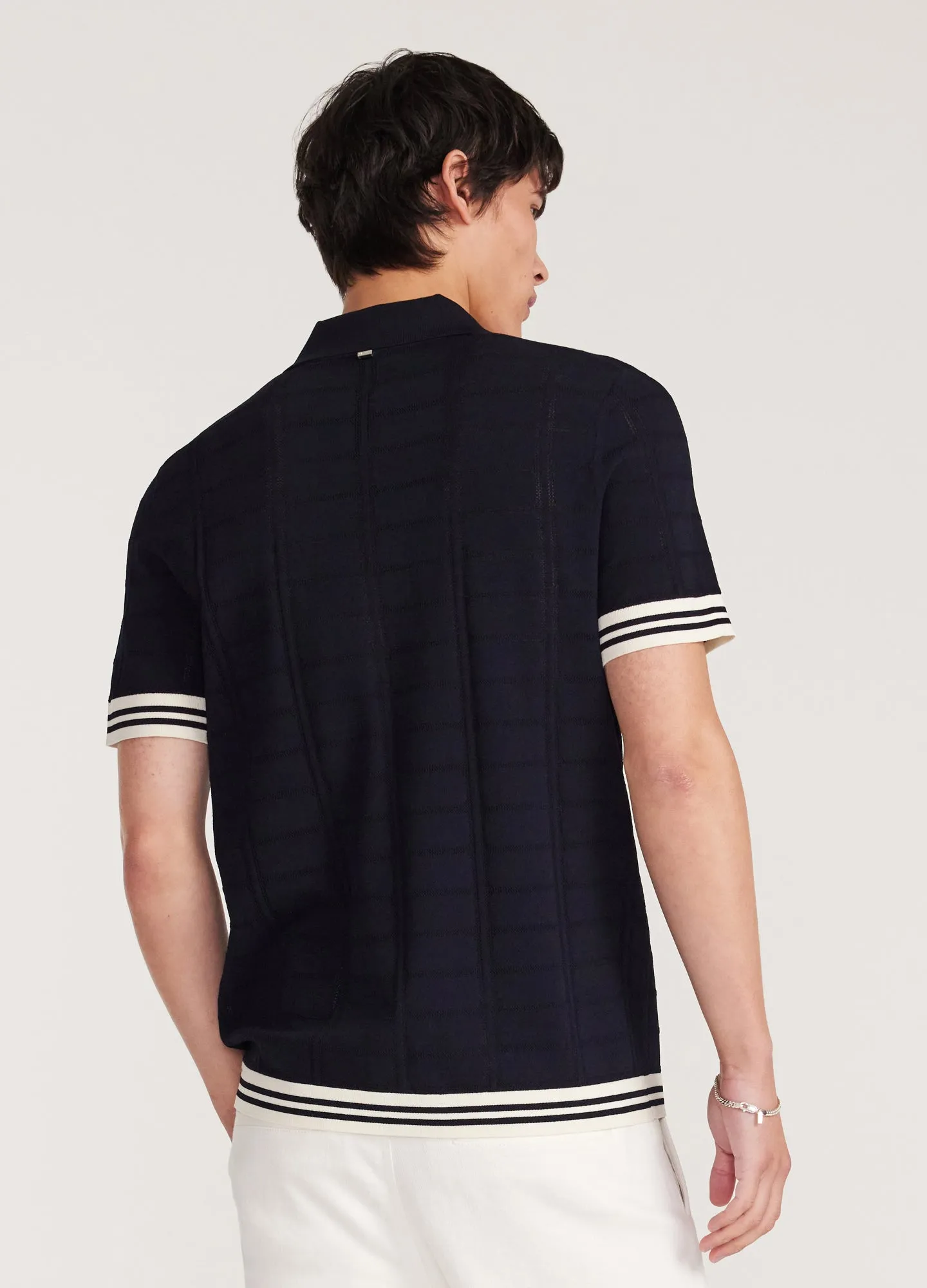 Patterned Mesh Tech Knit Shirt Navy sold by Calibre product image thumbnail 5