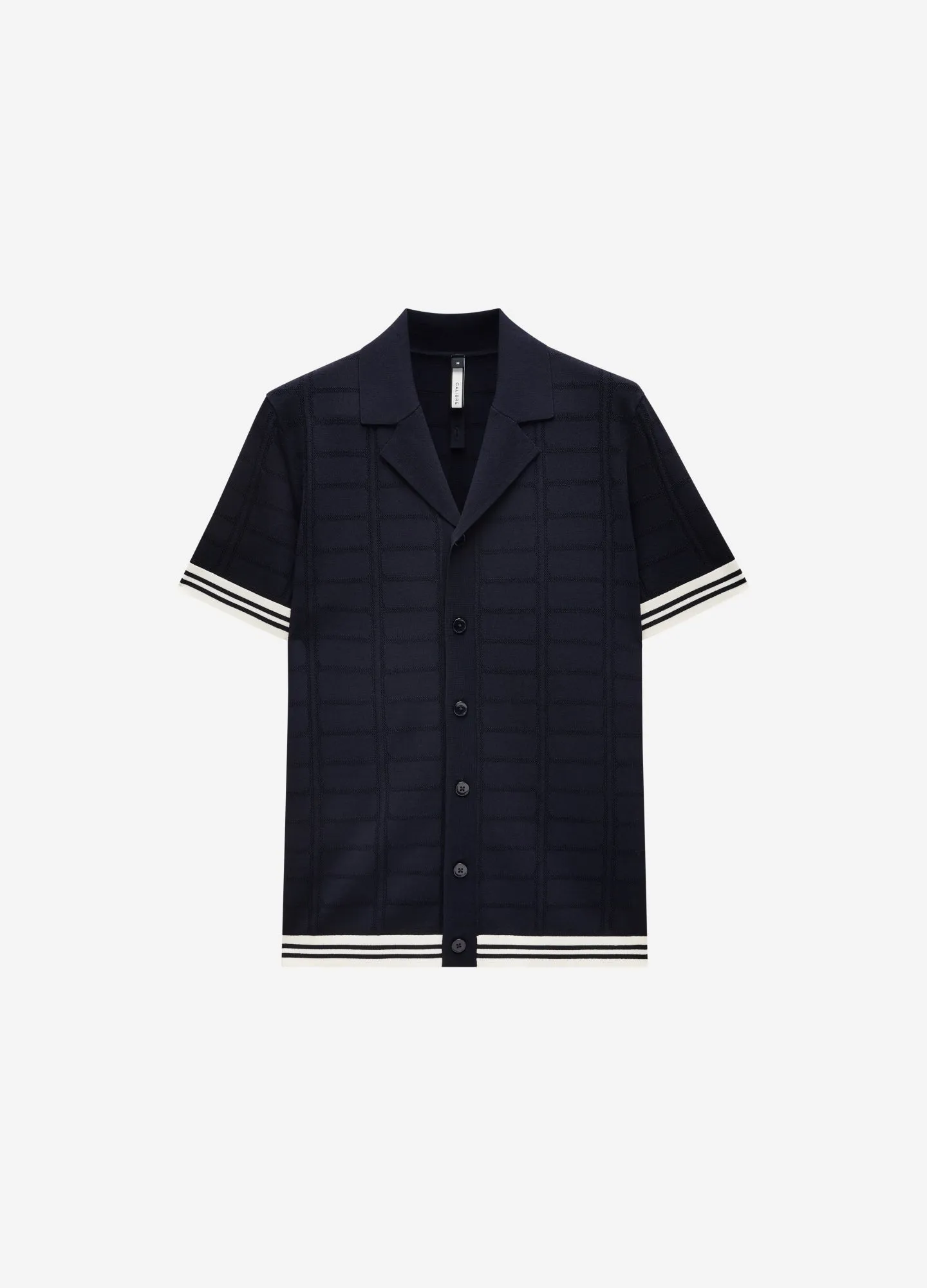 Patterned Mesh Tech Knit Shirt Navy sold by Calibre