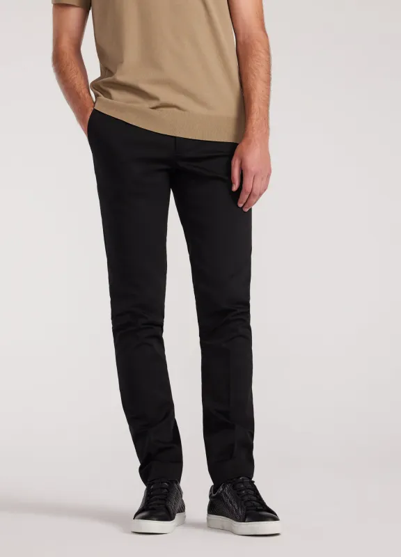 Slim Stretch Mercerised Cotton Pants Black sold by Calibre