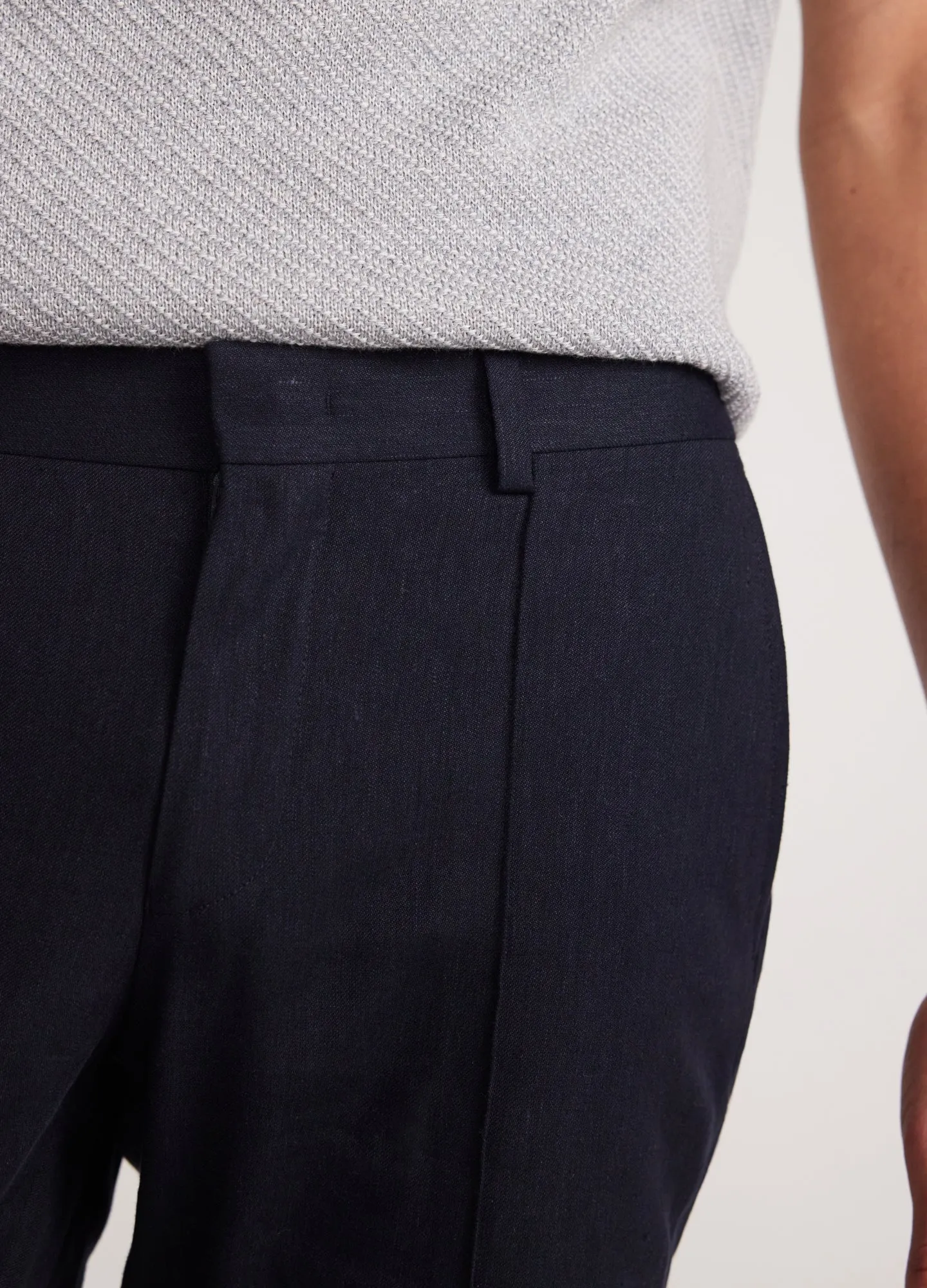 Seam Linen Cotton Crepe Pants Navy sold by Calibre product image thumbnail 4