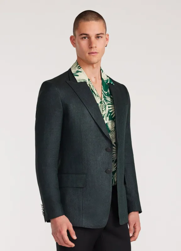 Silk Linen Blazer Dark Green sold by Calibre