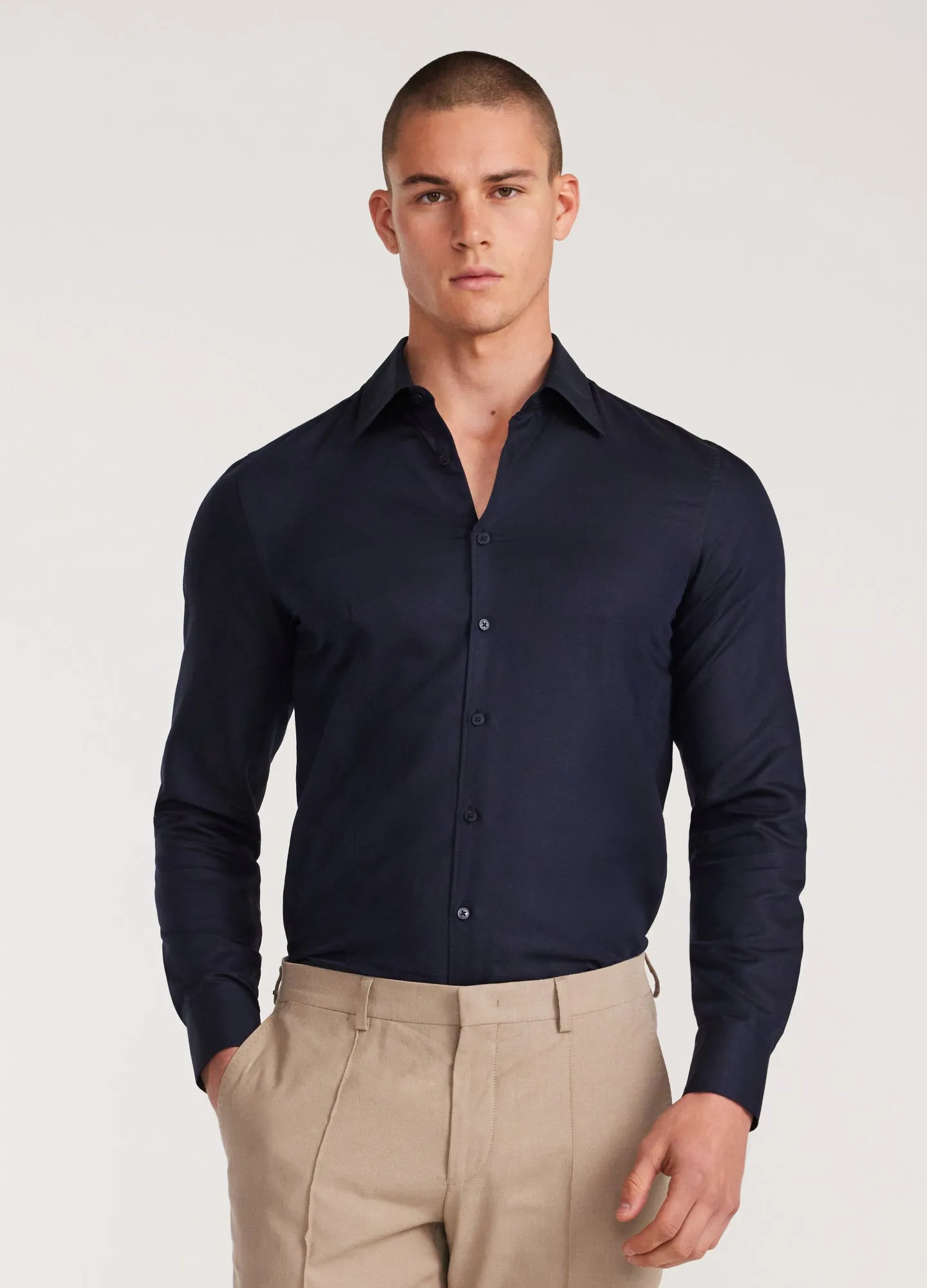 Topstitch Cotton Linen Shirt Navy sold by Calibre product image thumbnail 3