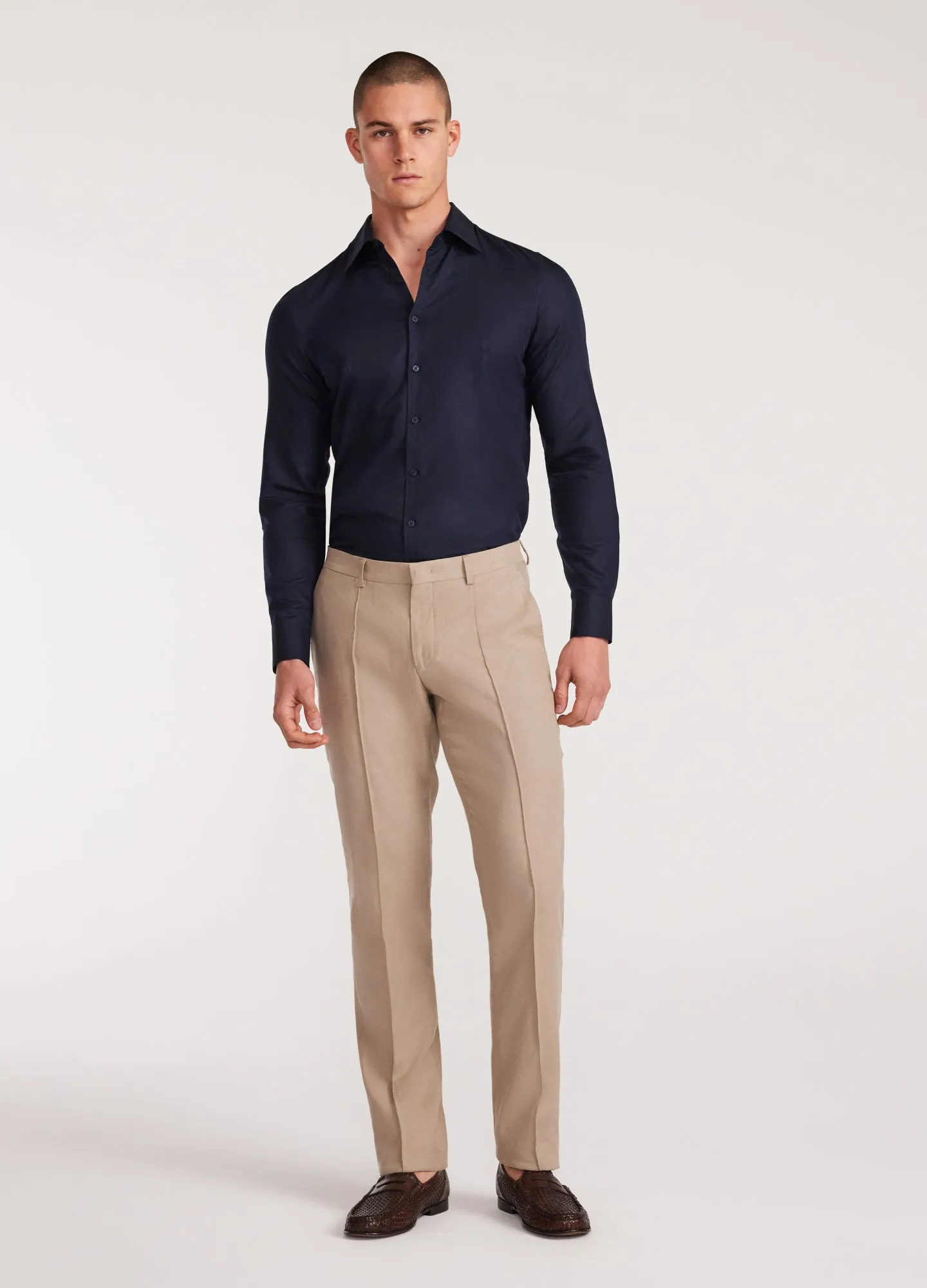 Topstitch Cotton Linen Shirt Navy sold by Calibre product image thumbnail 2