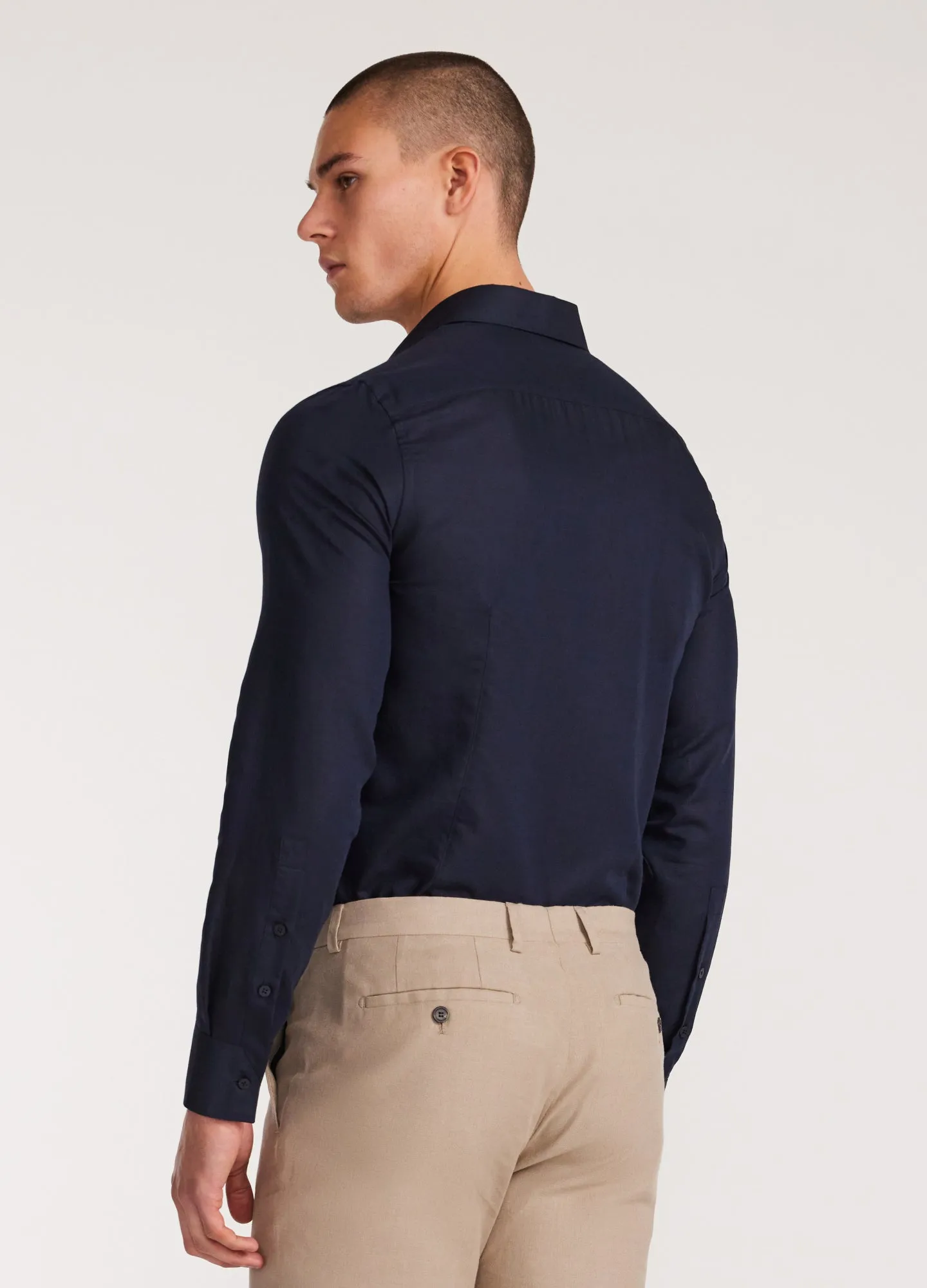 Topstitch Cotton Linen Shirt Navy sold by Calibre product image thumbnail 5