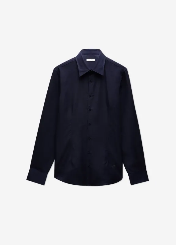 Topstitch Cotton Linen Shirt Navy sold by Calibre