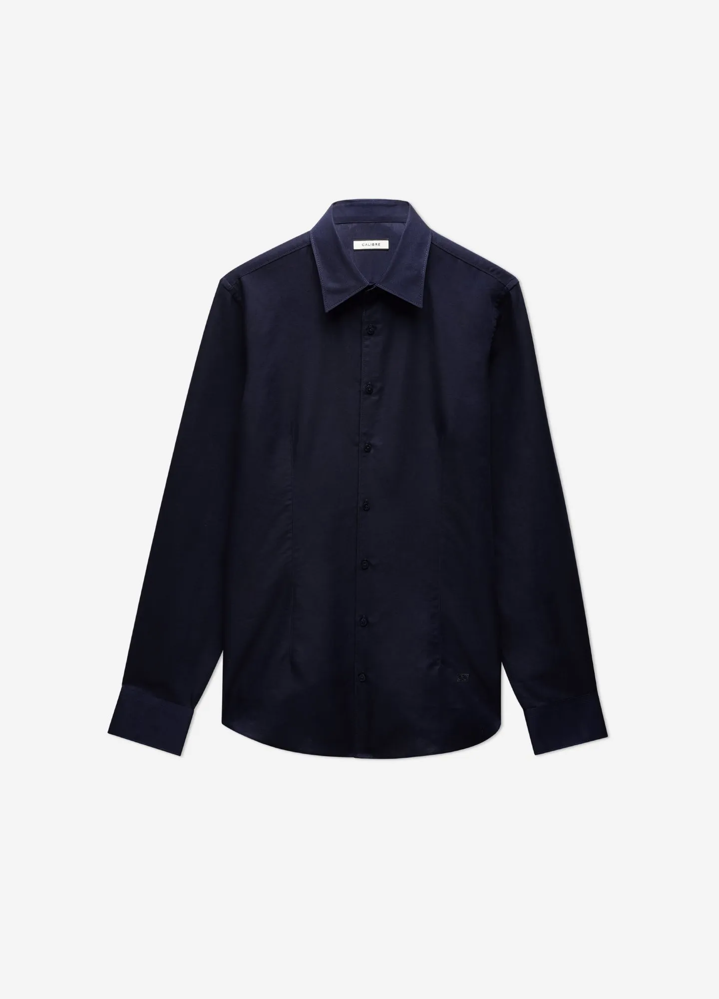 Topstitch Cotton Linen Shirt Navy sold by Calibre