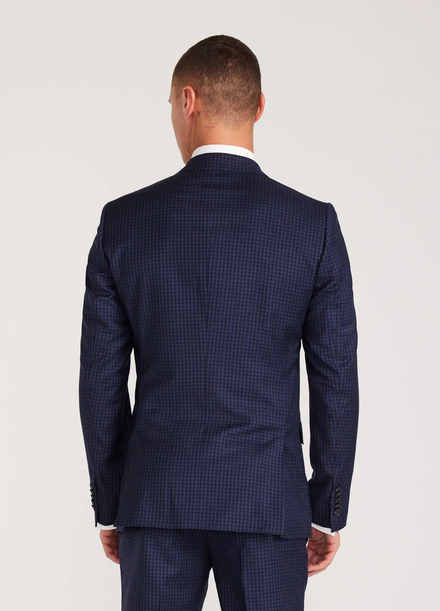 Gingham Suit Jacket Navy sold by Calibre product image thumbnail 5