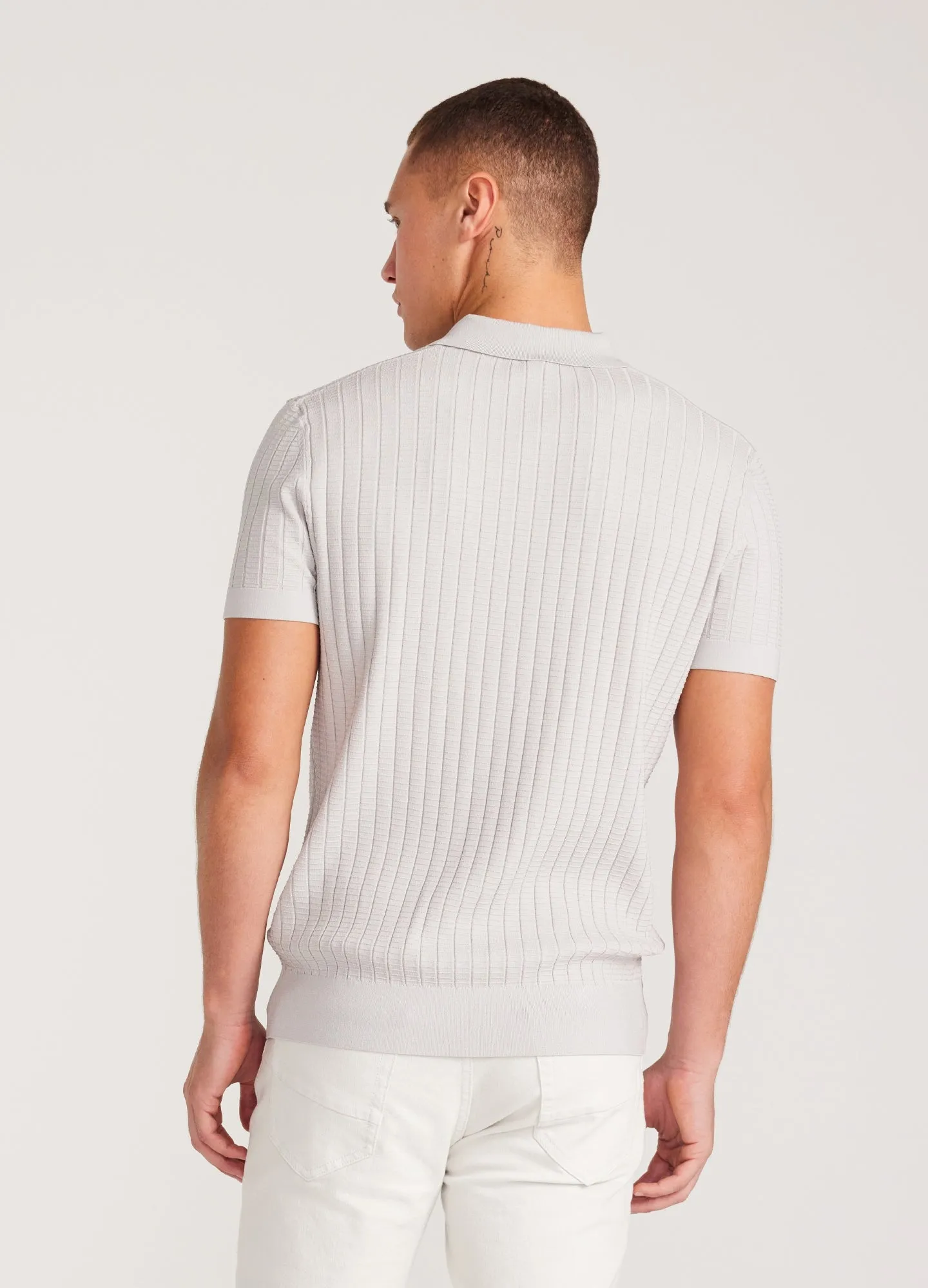 Textured Rib Tech Knit Polo Silver sold by Calibre product image thumbnail 5