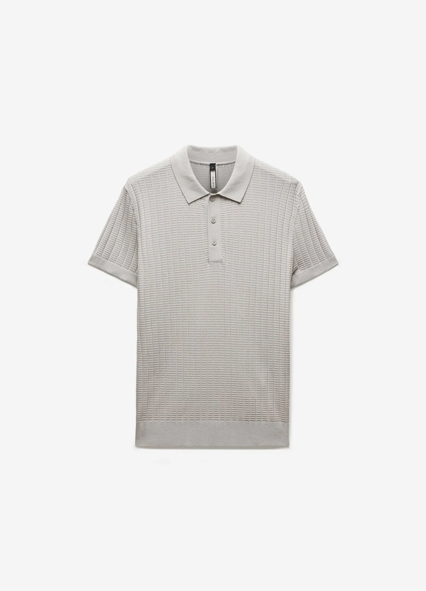 Textured Rib Tech Knit Polo Silver sold by Calibre