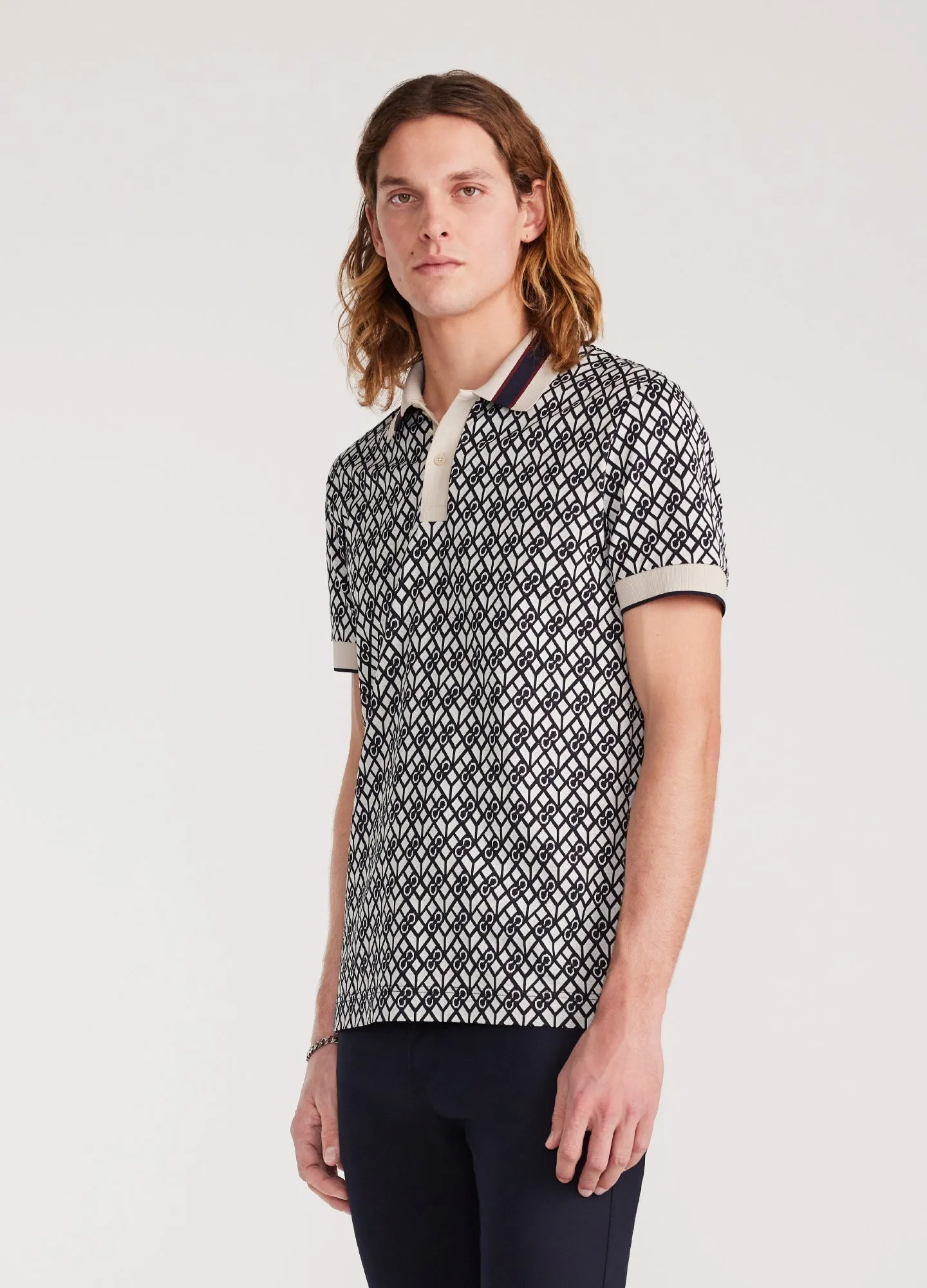 Monogram Jacquard Polo Navy sold by Calibre product image thumbnail 3