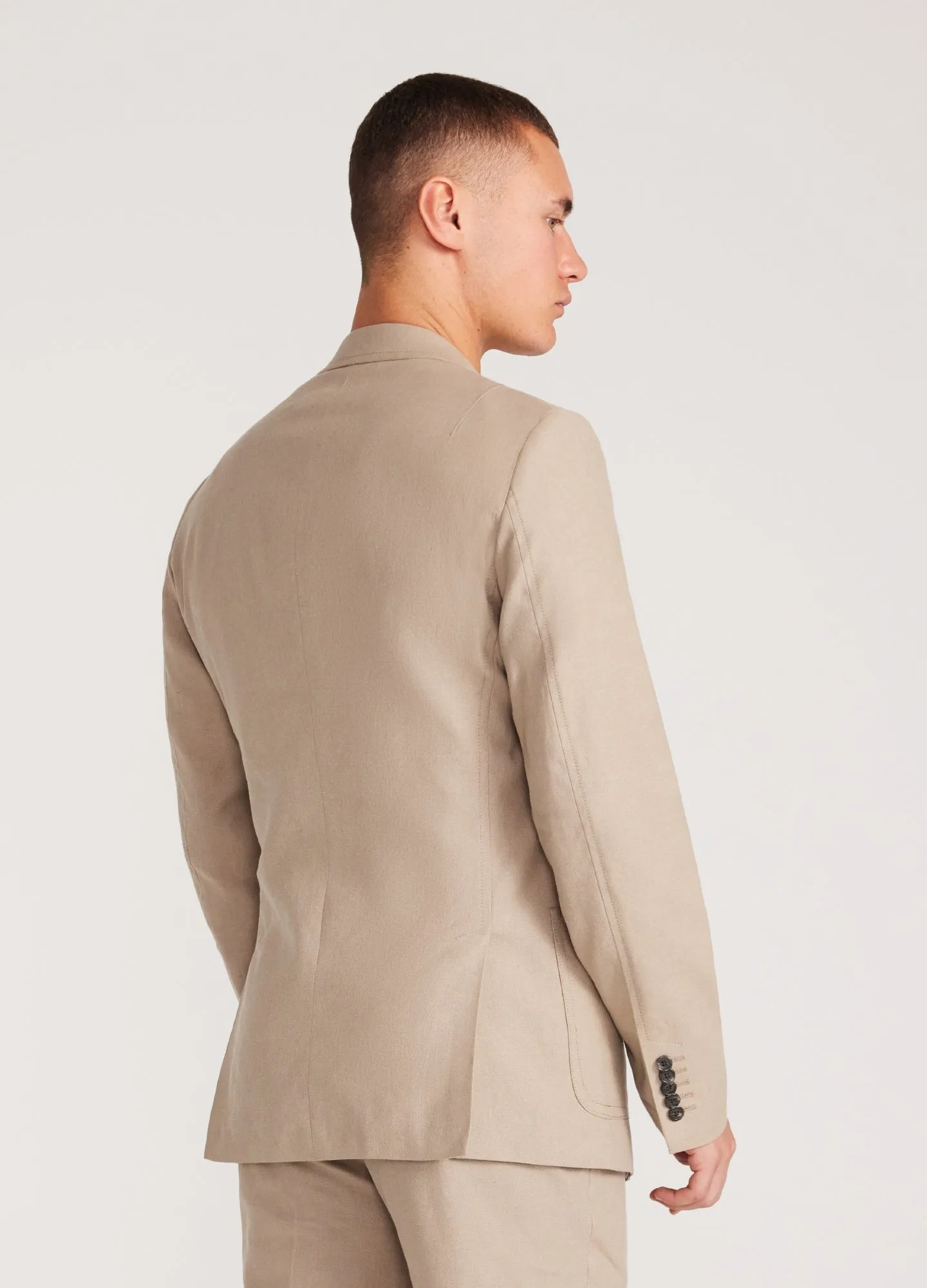Linen Cotton Crepe Suit Jacket Walnut sold by Calibre product image thumbnail 5