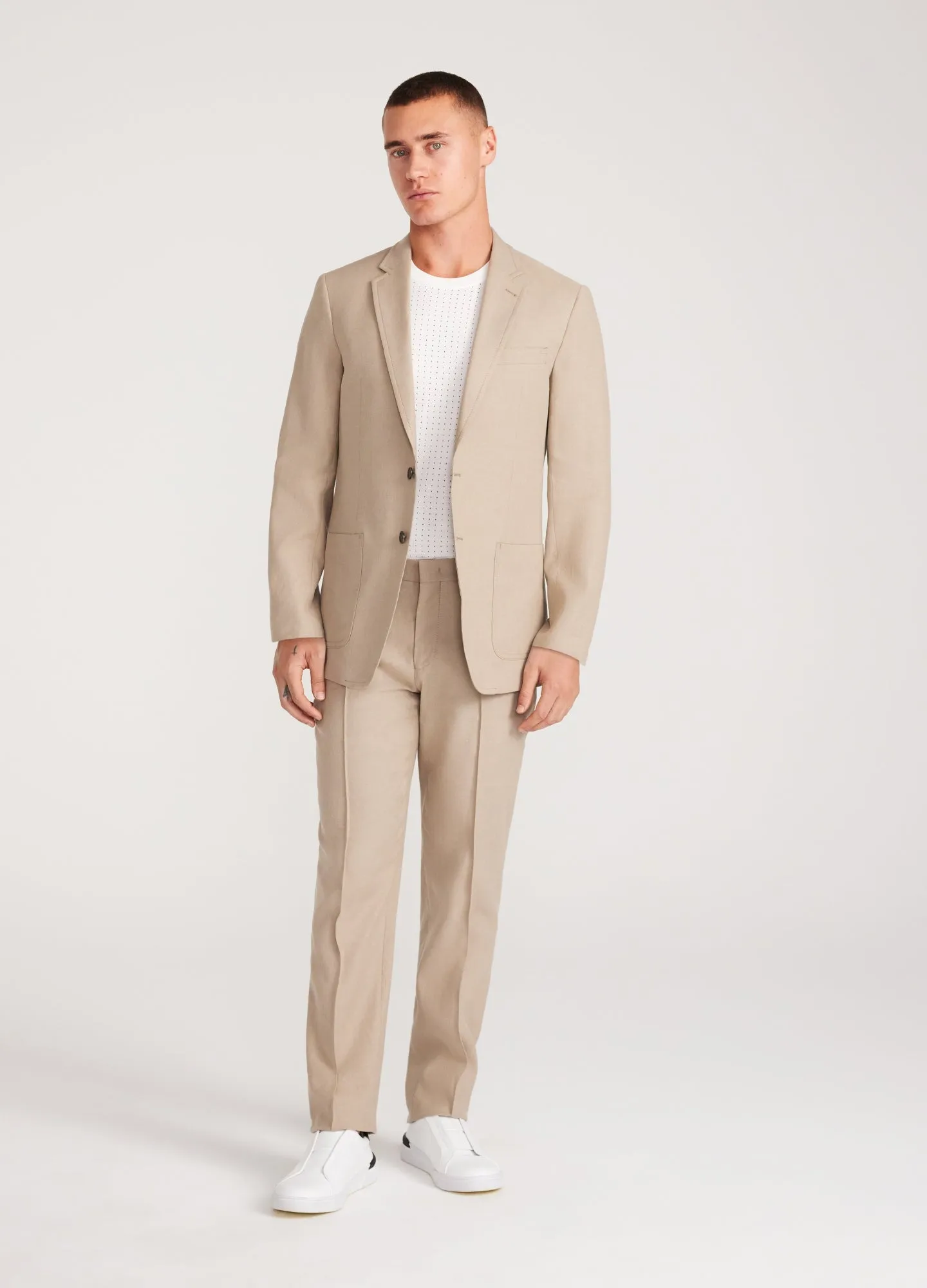 Linen Cotton Crepe Suit Jacket Walnut sold by Calibre product image thumbnail 2