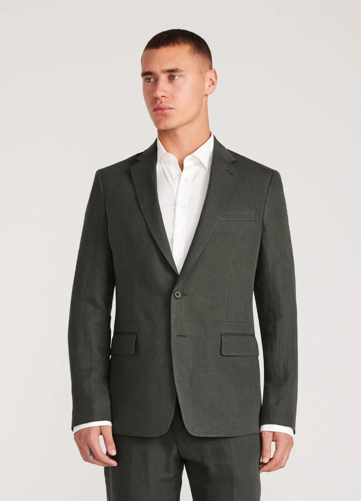 Linen Blazer Dark Khaki sold by Calibre product image thumbnail 3