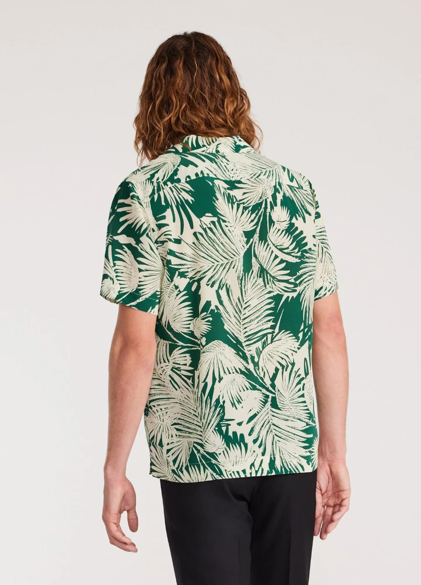 Palm Leaf Silk Short Sleeve Shirt Green sold by Calibre product image thumbnail 5