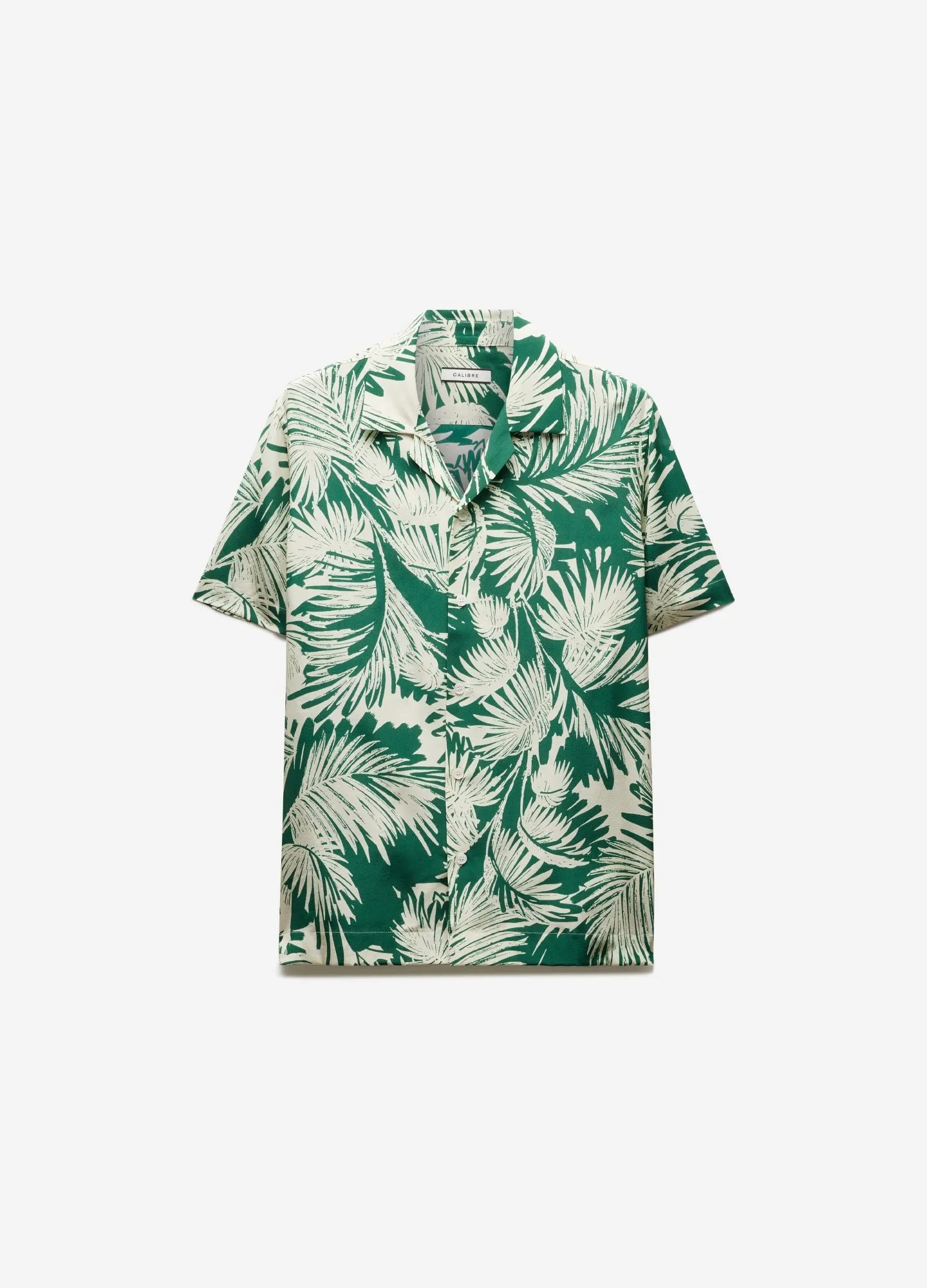 Palm Leaf Silk Short Sleeve Shirt Green sold by Calibre